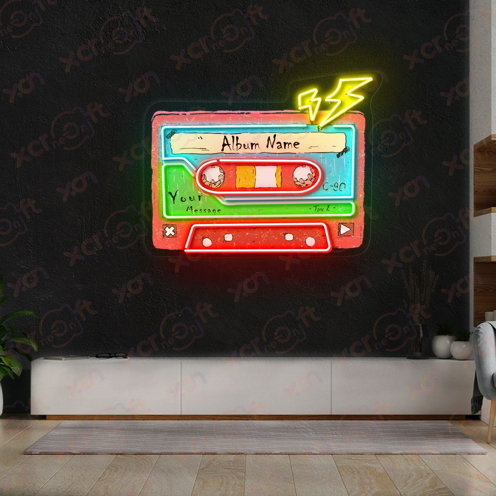 Custom Cassette Decoration UV Printed Neon Signs