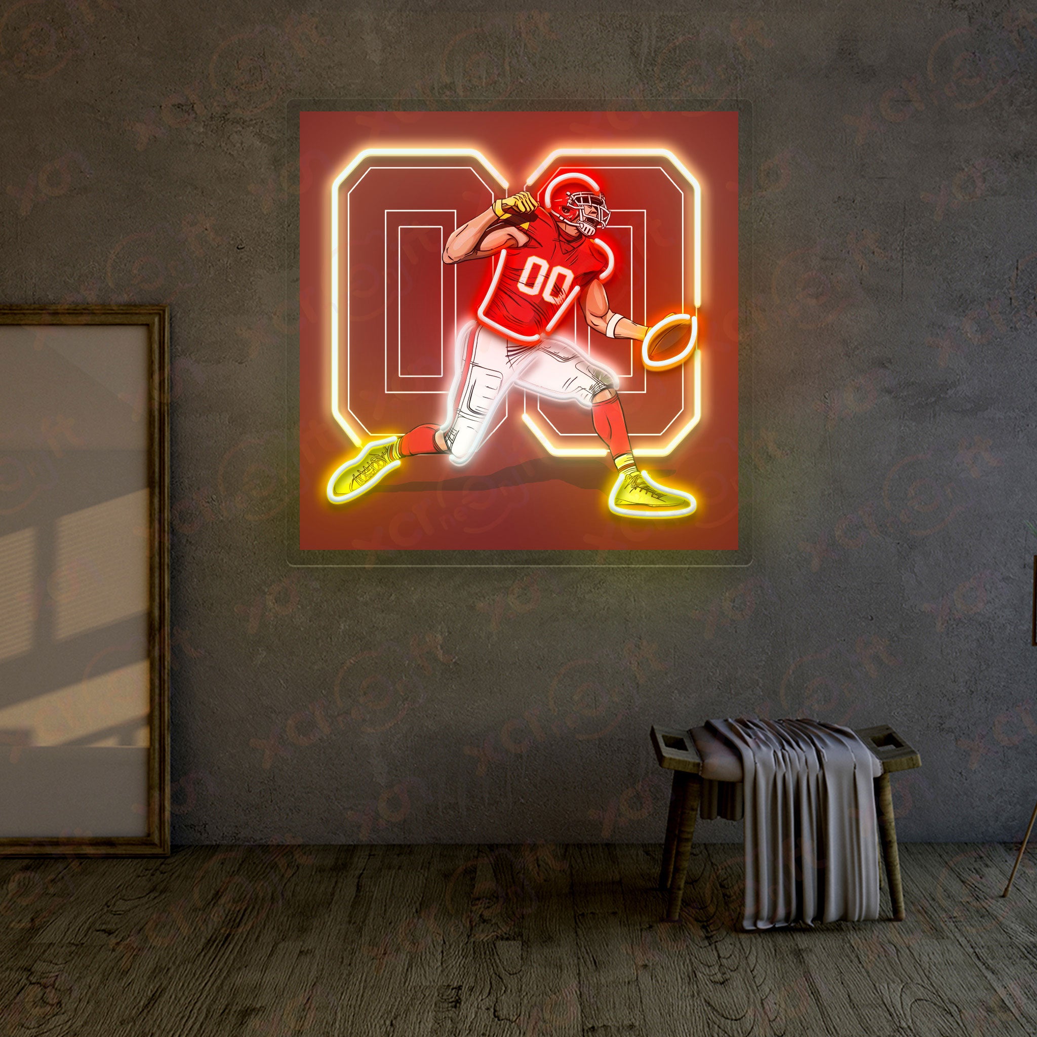 Football Player Neon Light Sport Decoration Wall