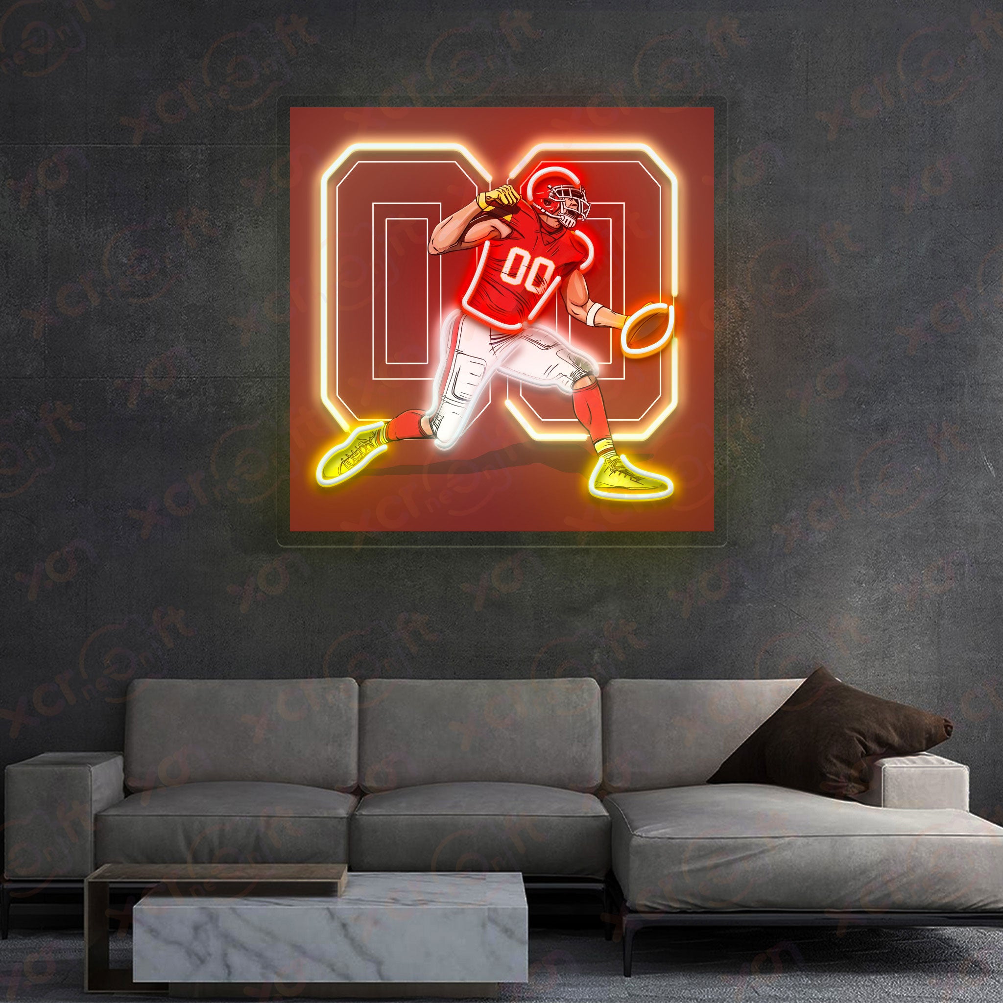 Football Player Neon Light Sport Decoration Wall