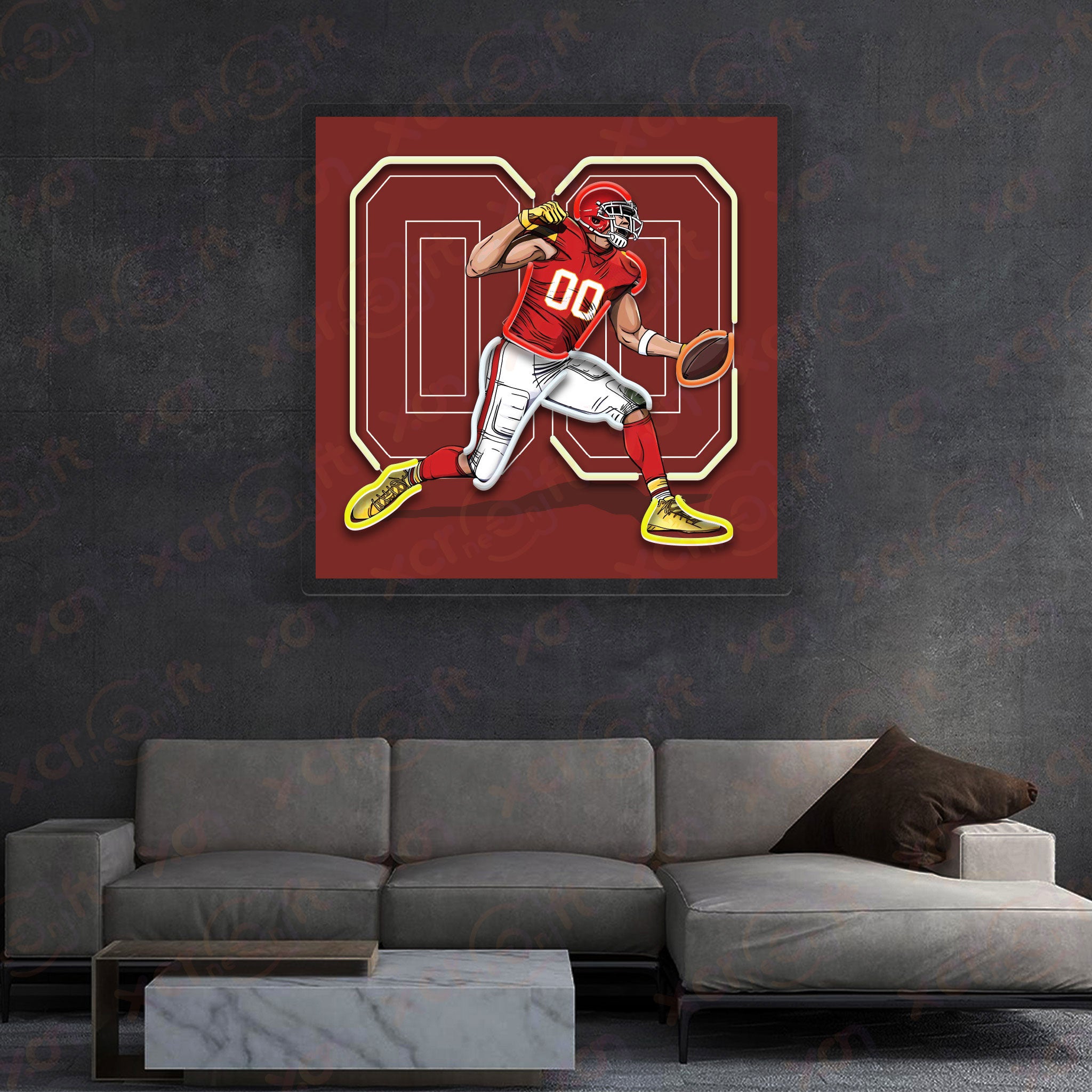 Football Player Neon Light Sport Decoration Wall