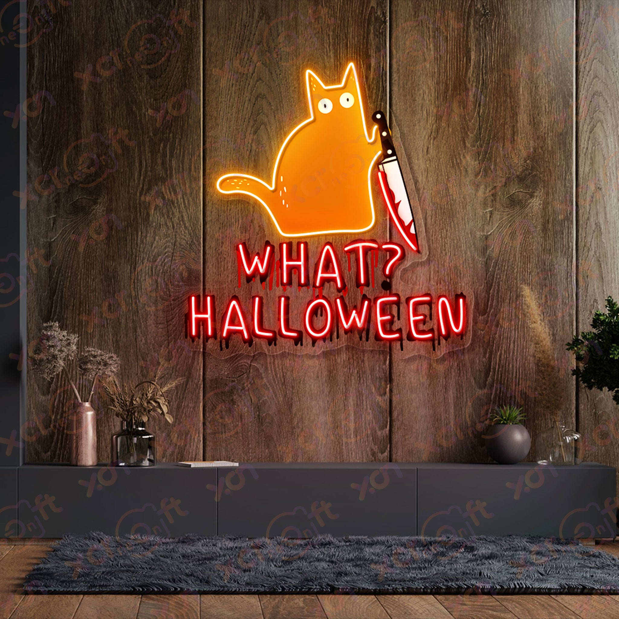 Halloween Black Cat UV Custom Neon Sign Cartoon Arts