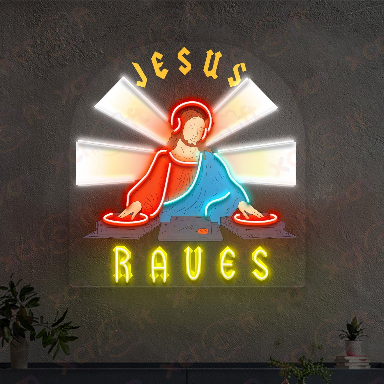 Jesus is a DJ Neon Wall Art Name Sign Decor