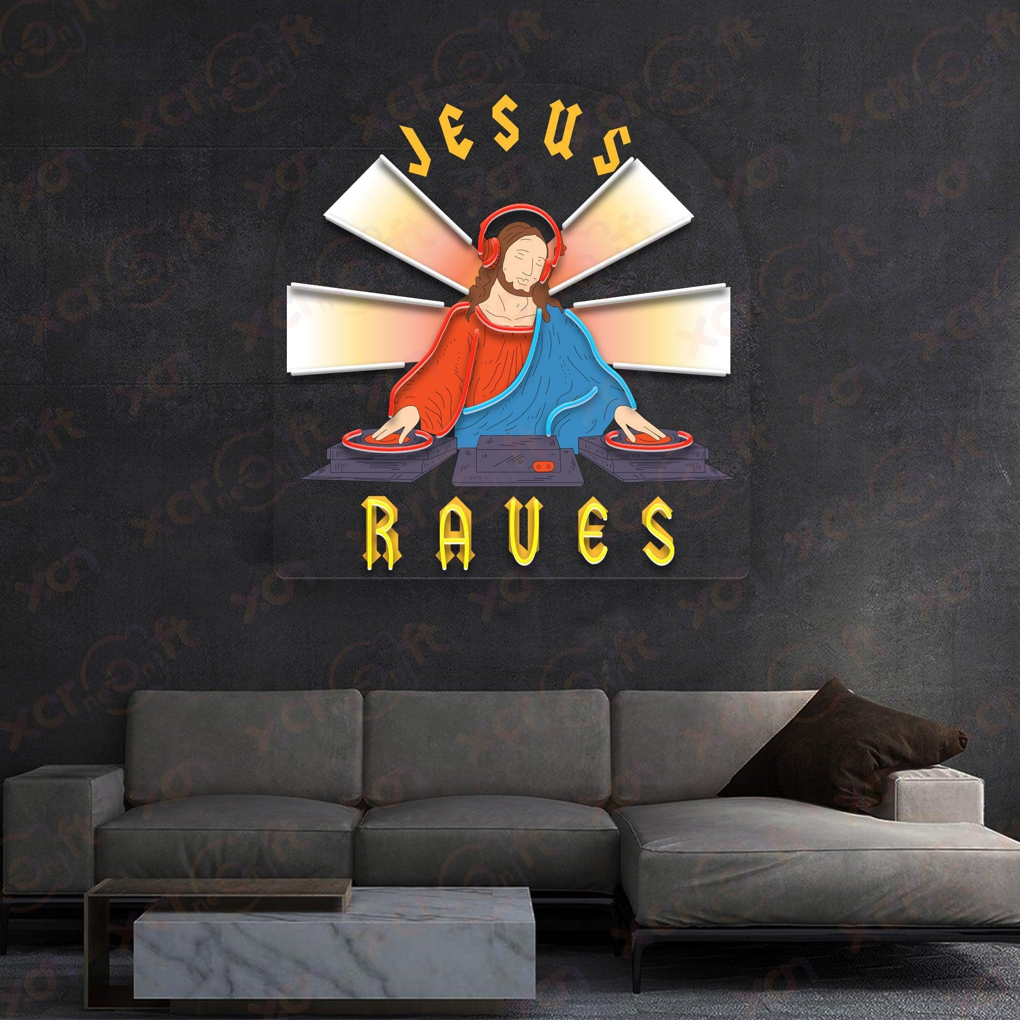 Neon Wall Art - Jesus DJ UV