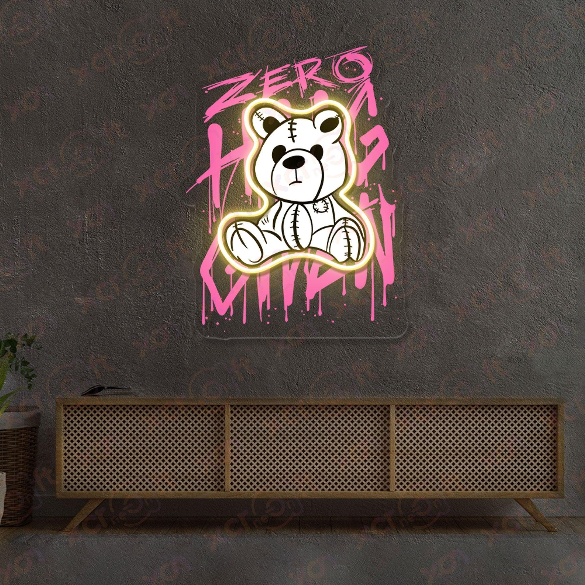 UV Printed LED Neon Sign Bear No Hug