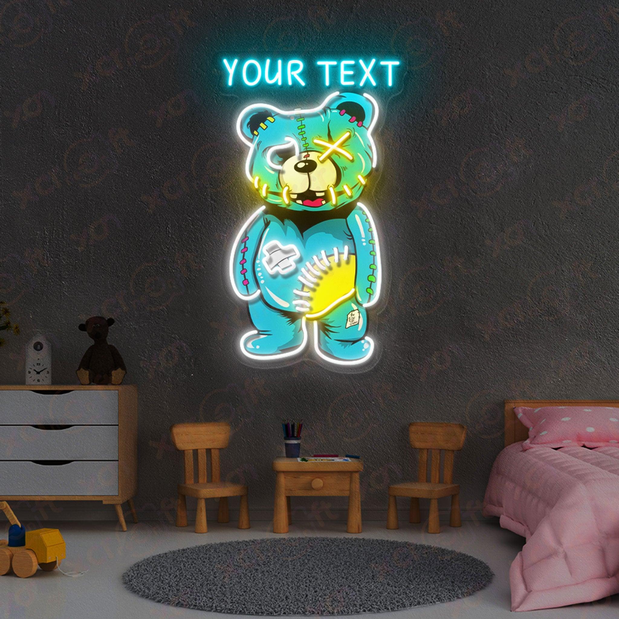 Custom LED Neon Evil Bear Wall Art