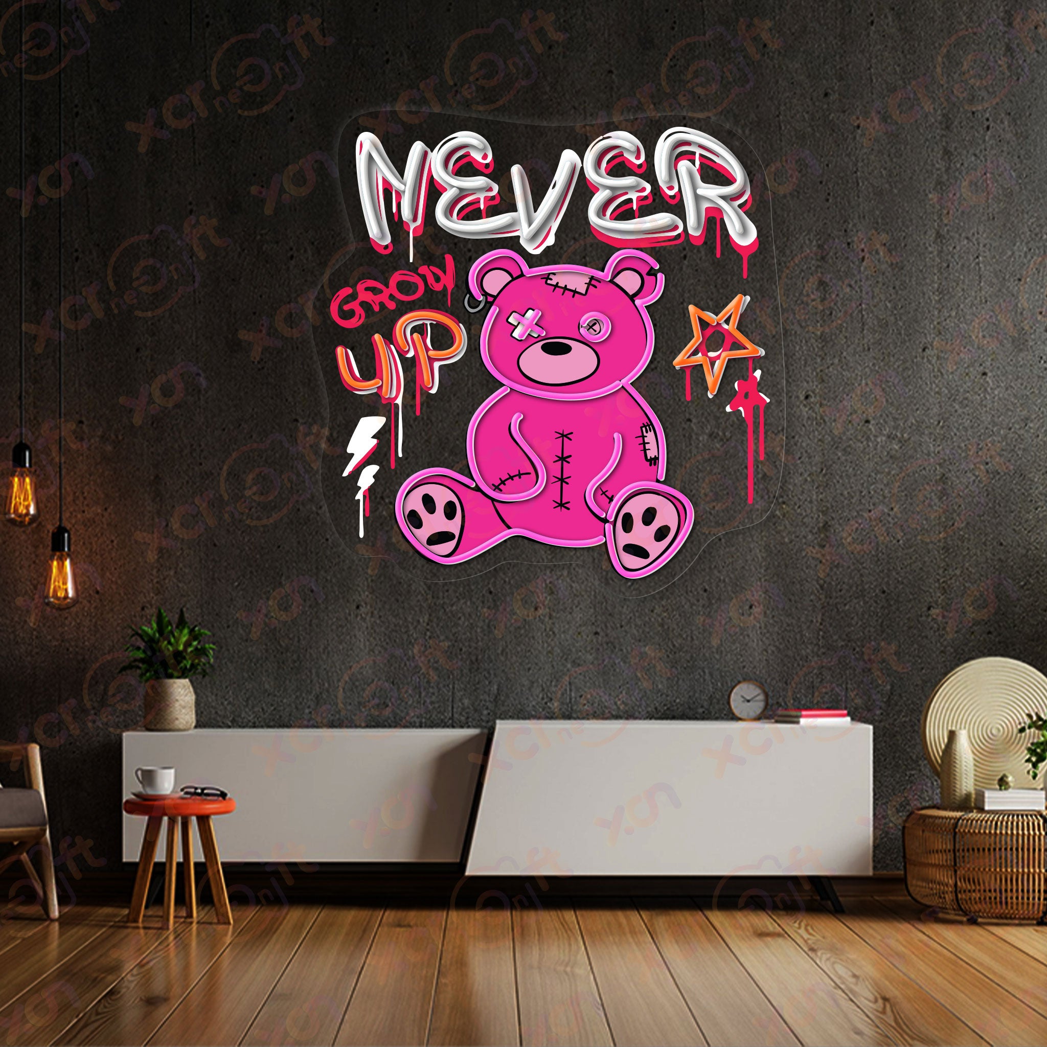 Never Grow Up Beer Durable Neon Sign Cartoon