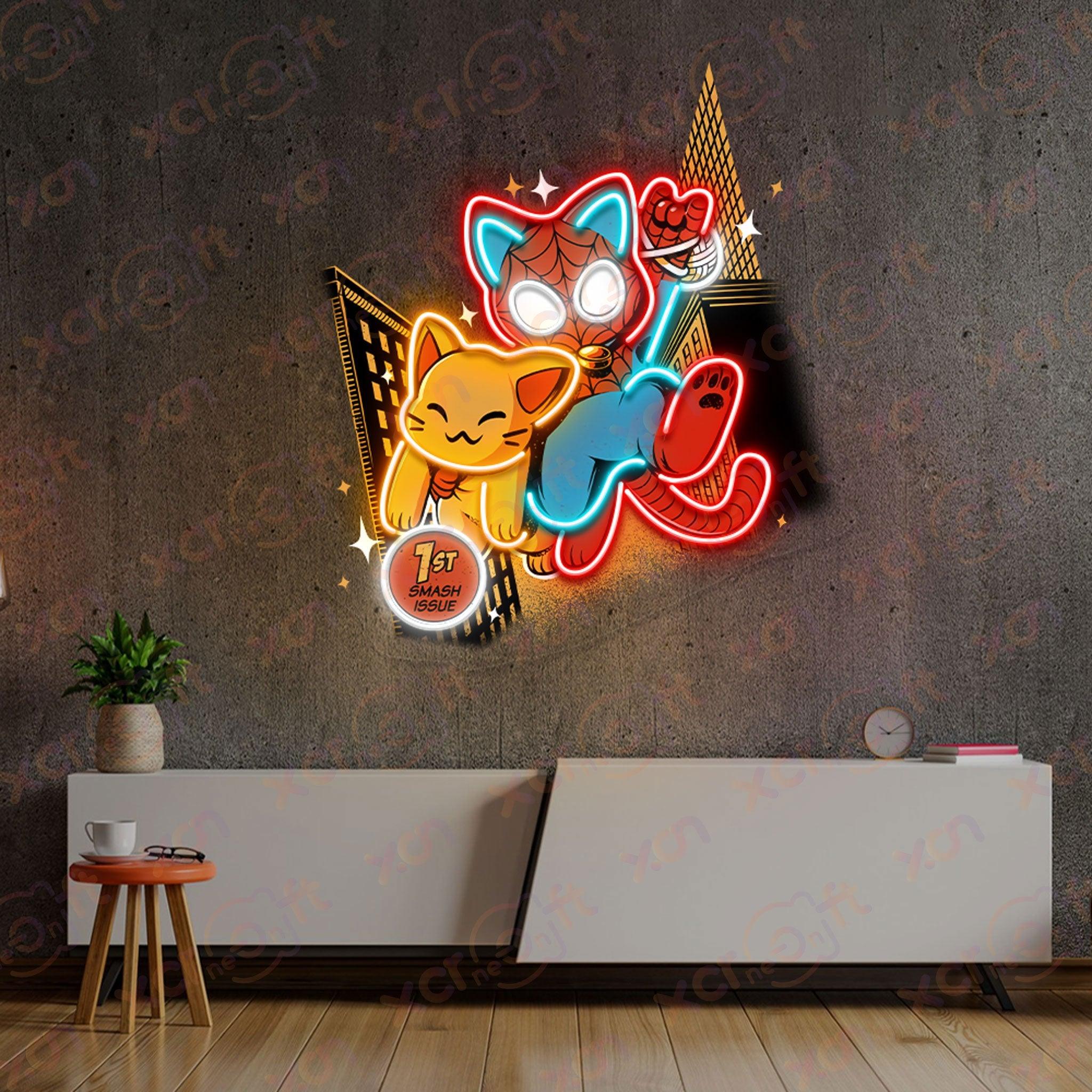 High-quality Neon Light Spider Cat Design for Home