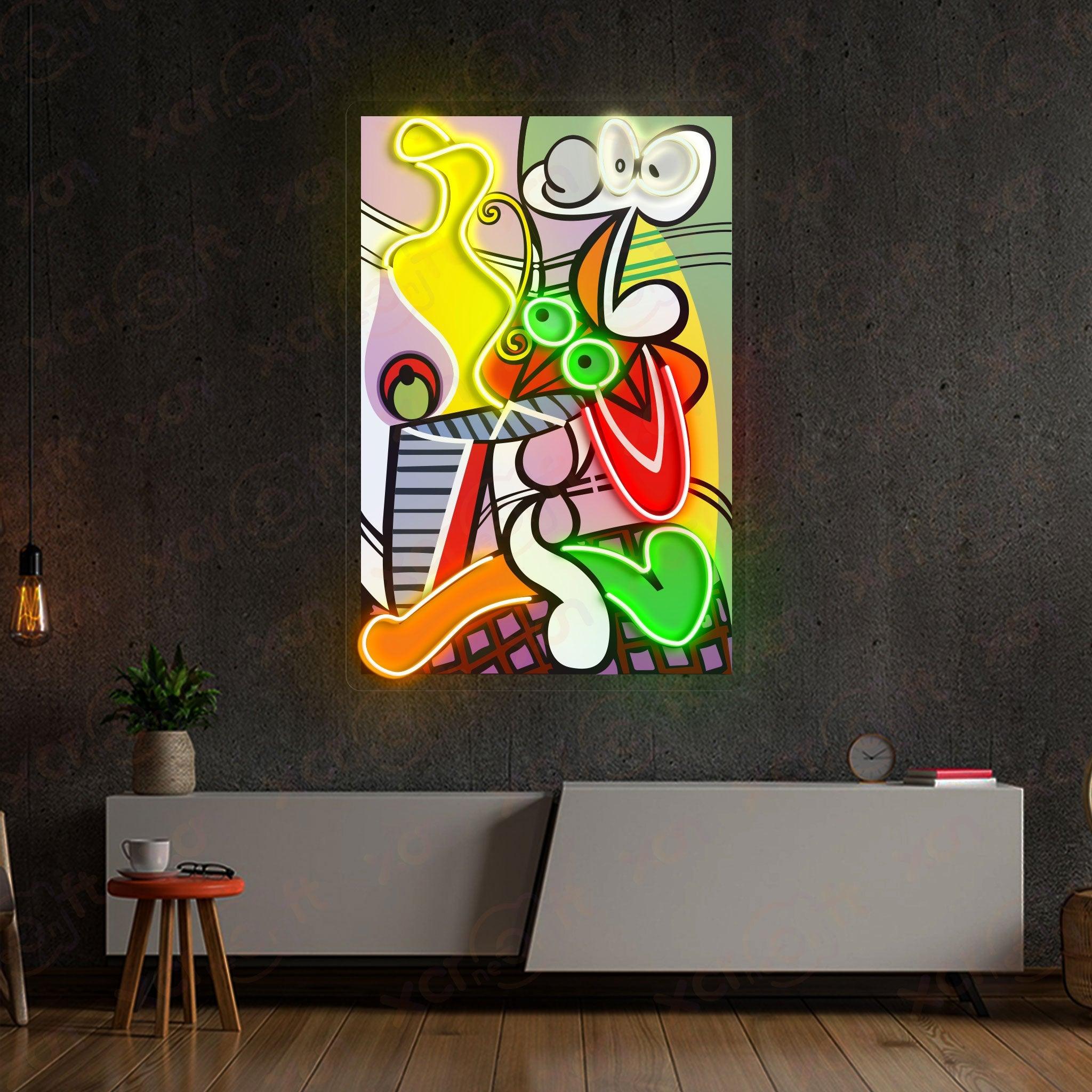 Cubist Rooster Neon Light