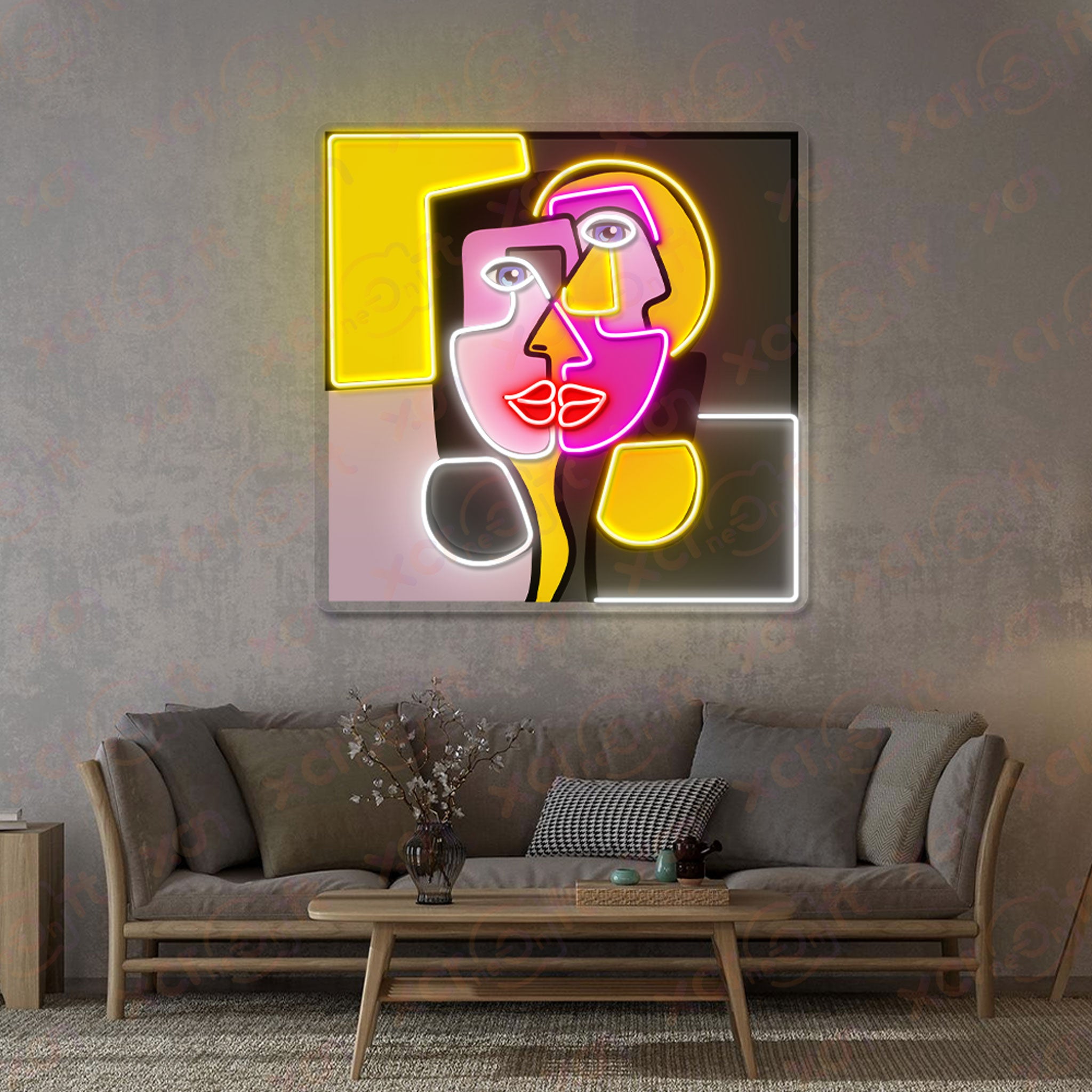 Two Woman Drawing LED Neon Wall Art