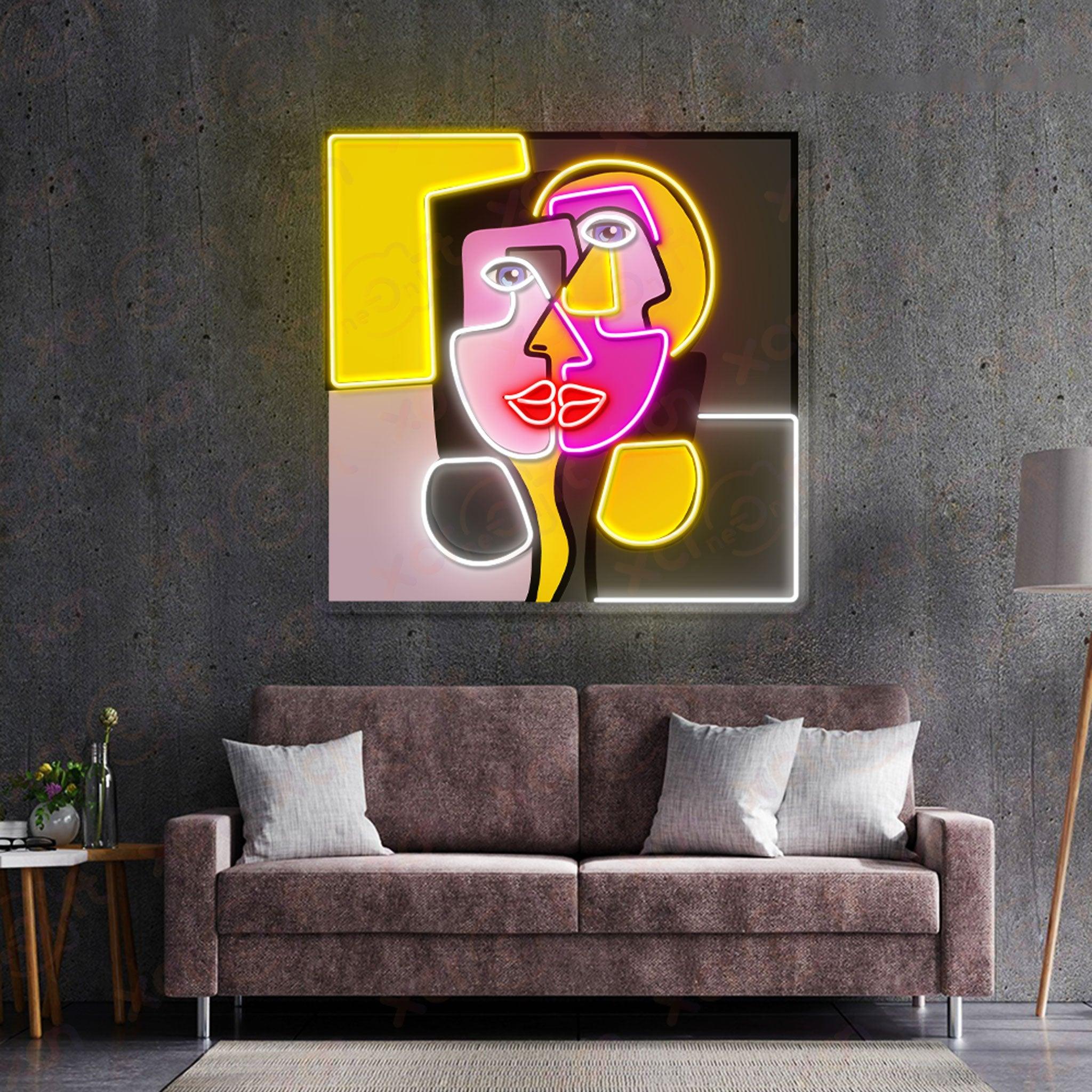 Two Woman Drawing LED Neon Wall Art