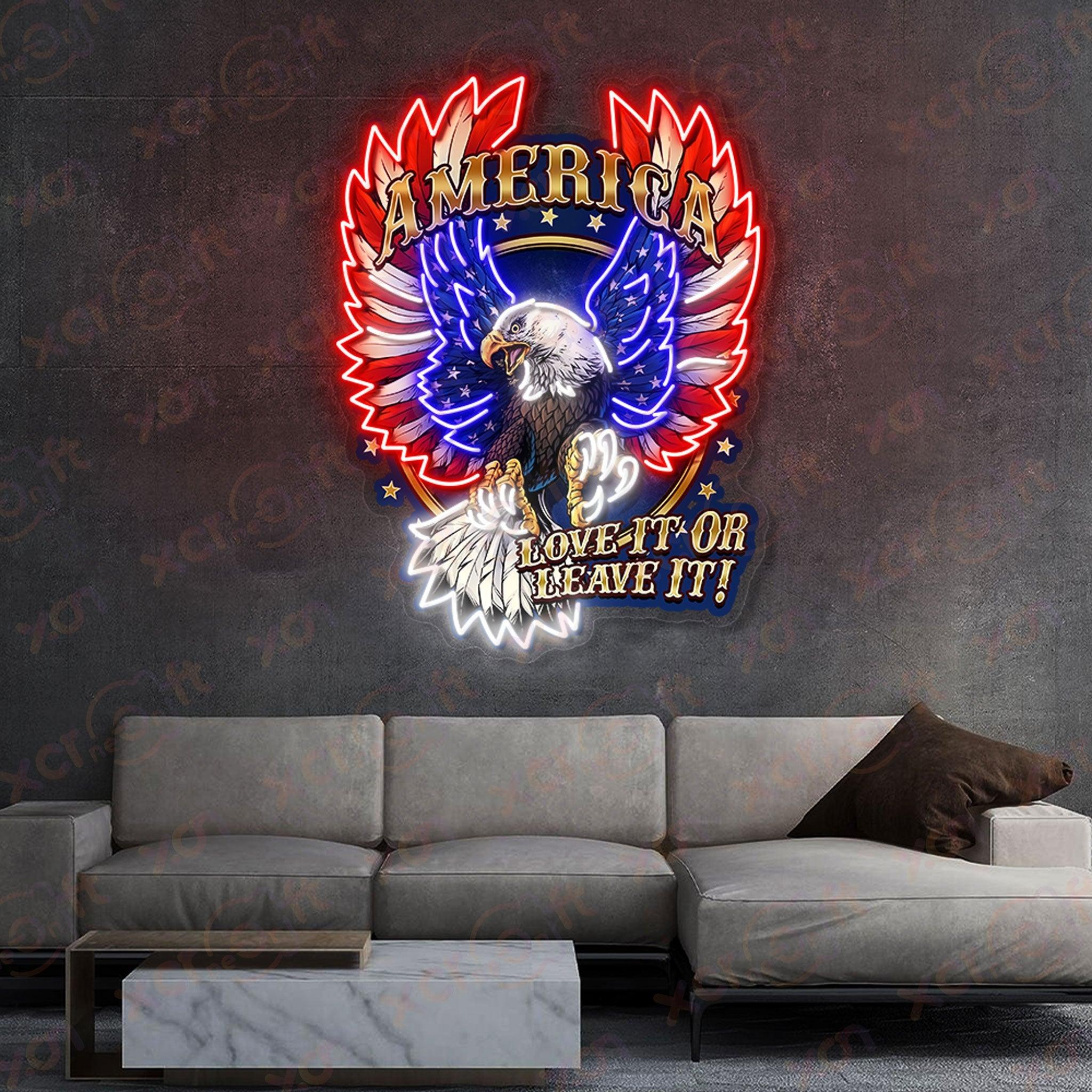 Printed LED Neon Sign LED neon sign eagle and flag