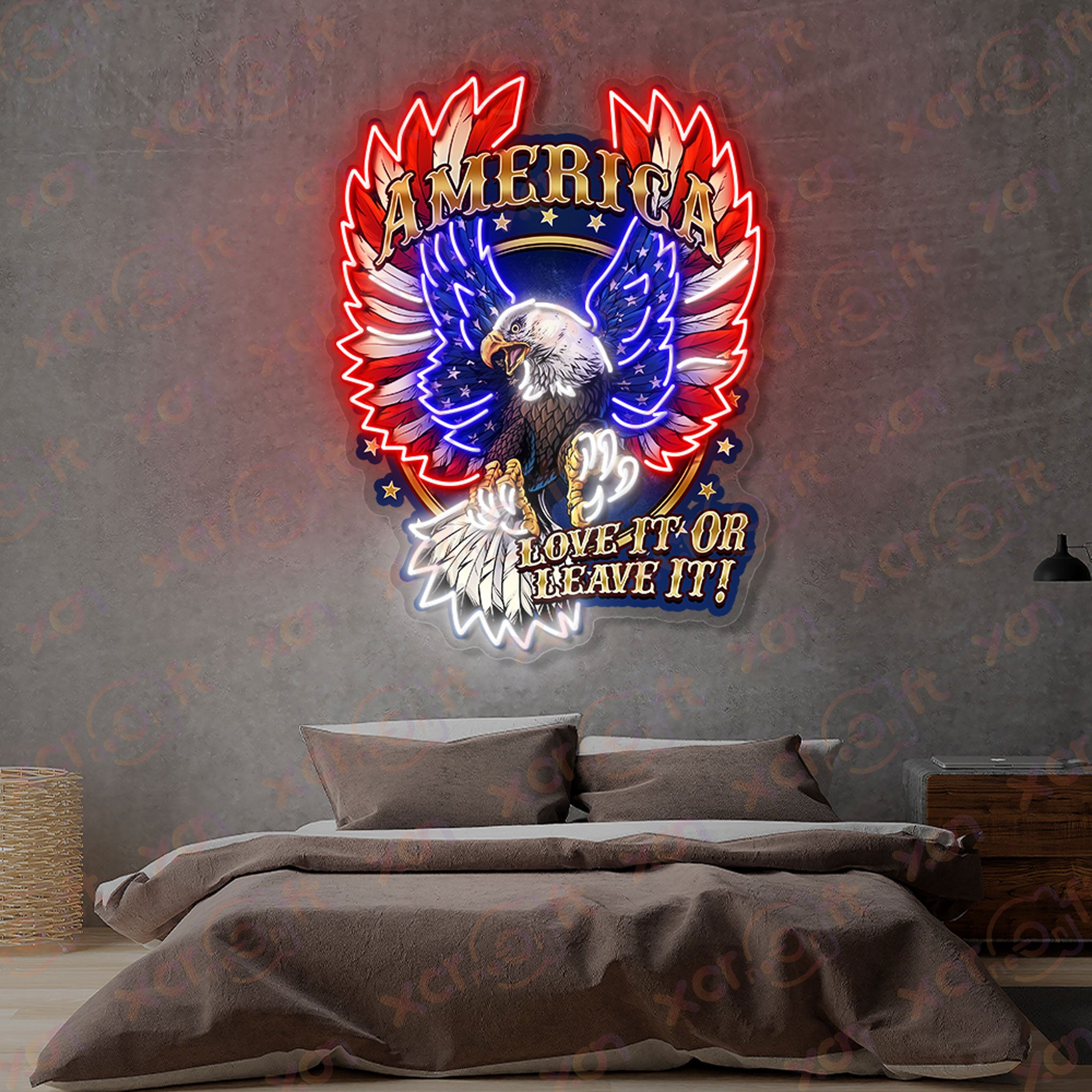 Eagle US Flag UV Custom Neon Sign Patriot Decor