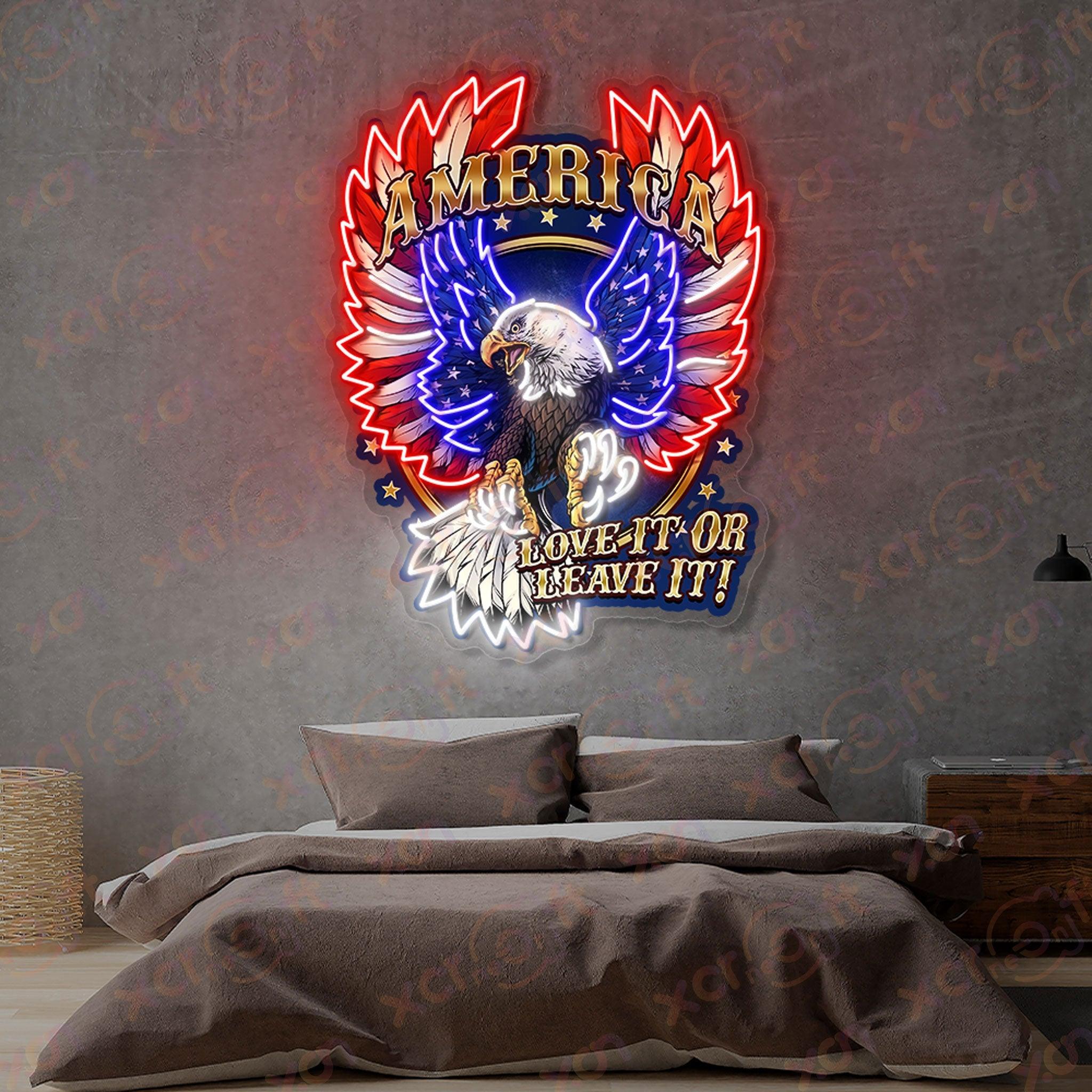 Neon Wall Art American flag neon wall art eagle