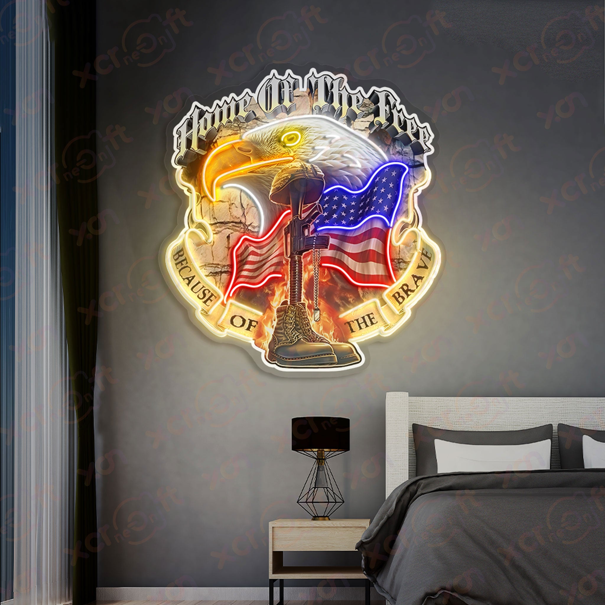 Home of the Free Decoration UV Printed Neon Signs