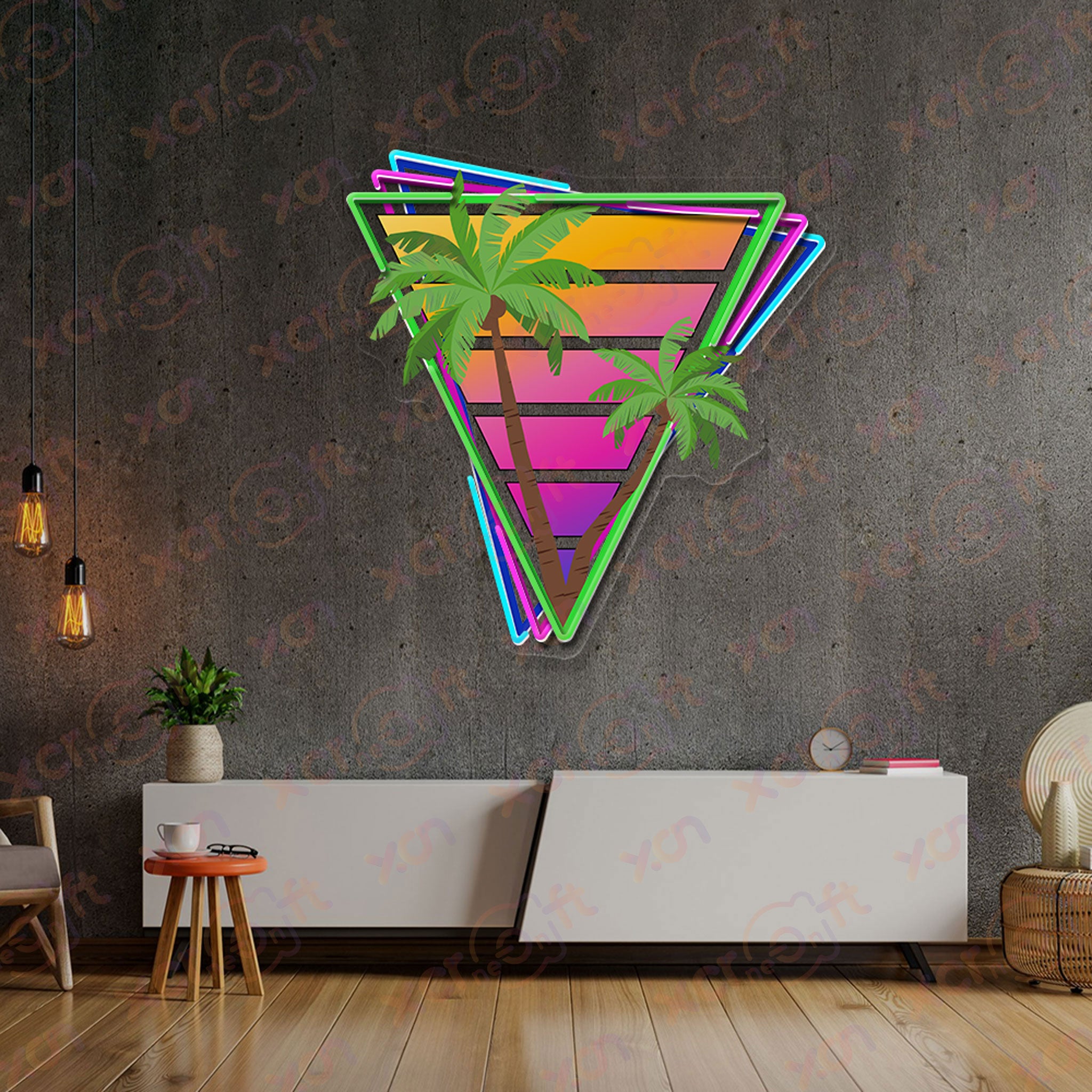 Palm Tree Printed LED Neon Sign Tropical Vibe Vintage