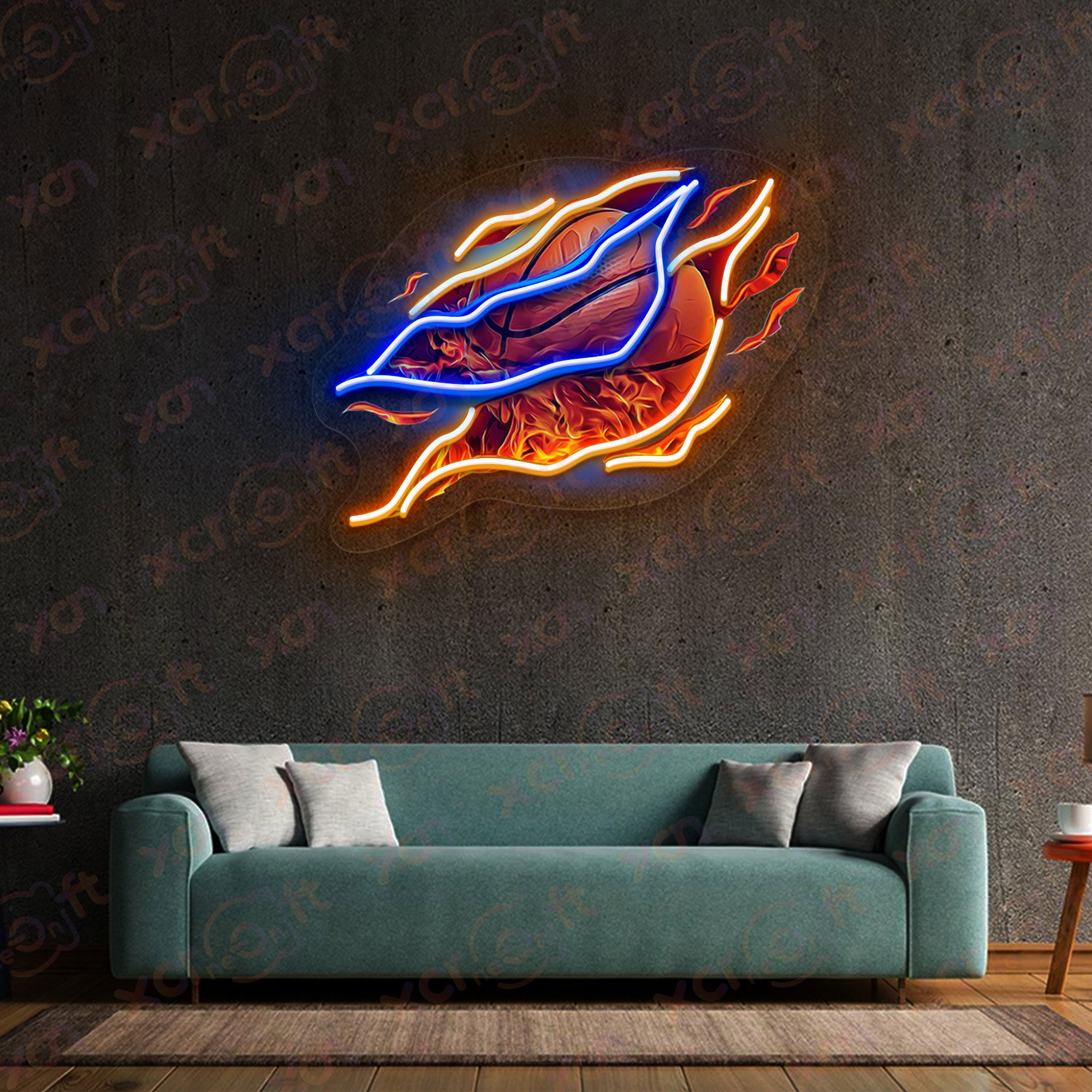 Basket Ball Neon Wall Art Sporty Vibe Decor