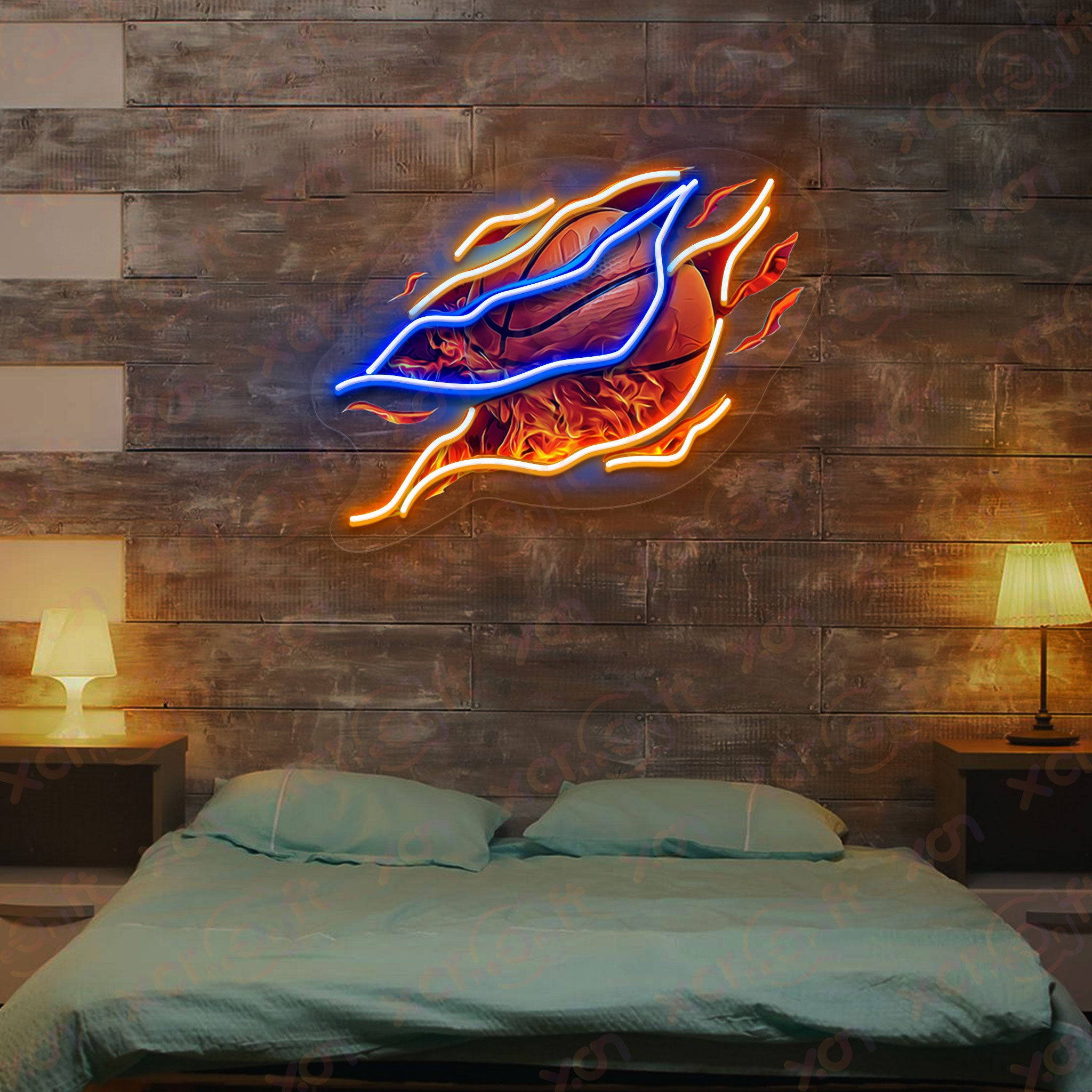 Basket Ball Neon Wall Art Sporty Vibe Decor