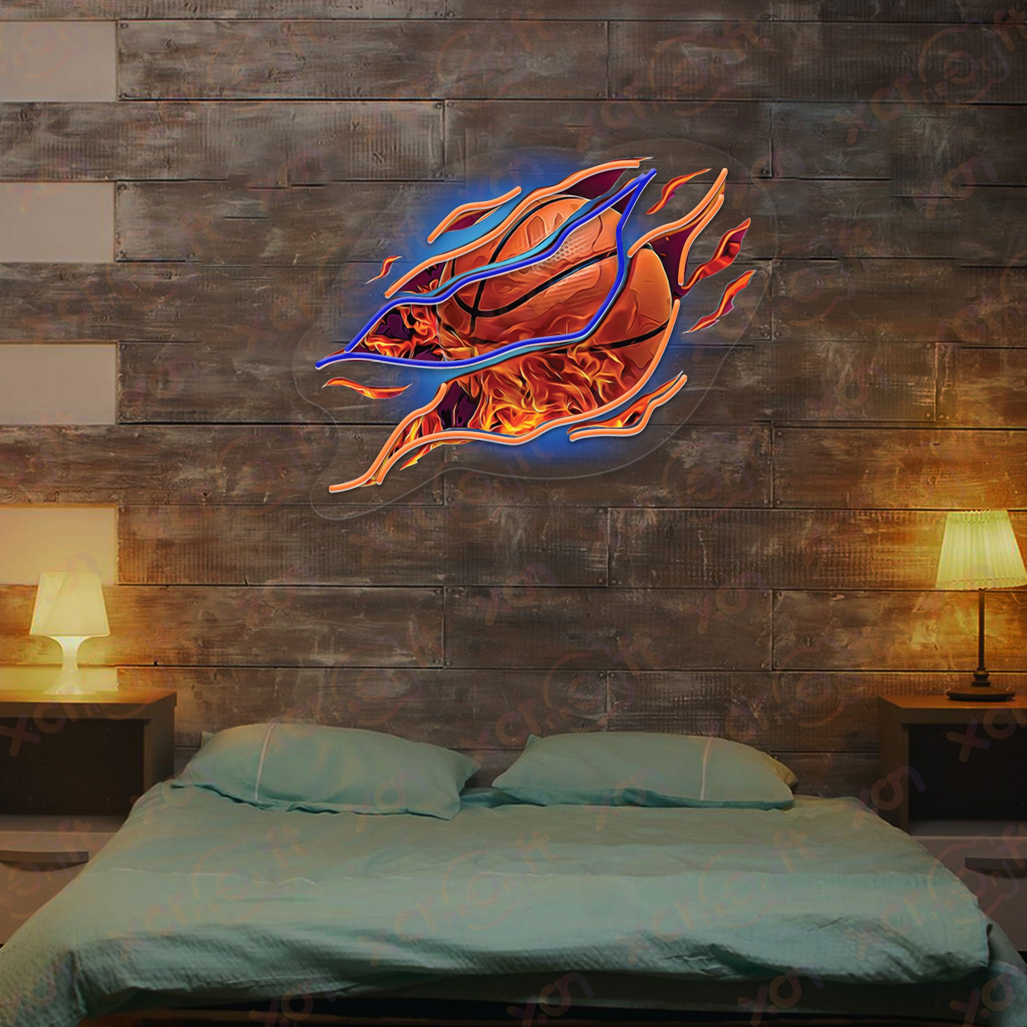 Basket Ball Neon Wall Art Sporty Vibe Decor