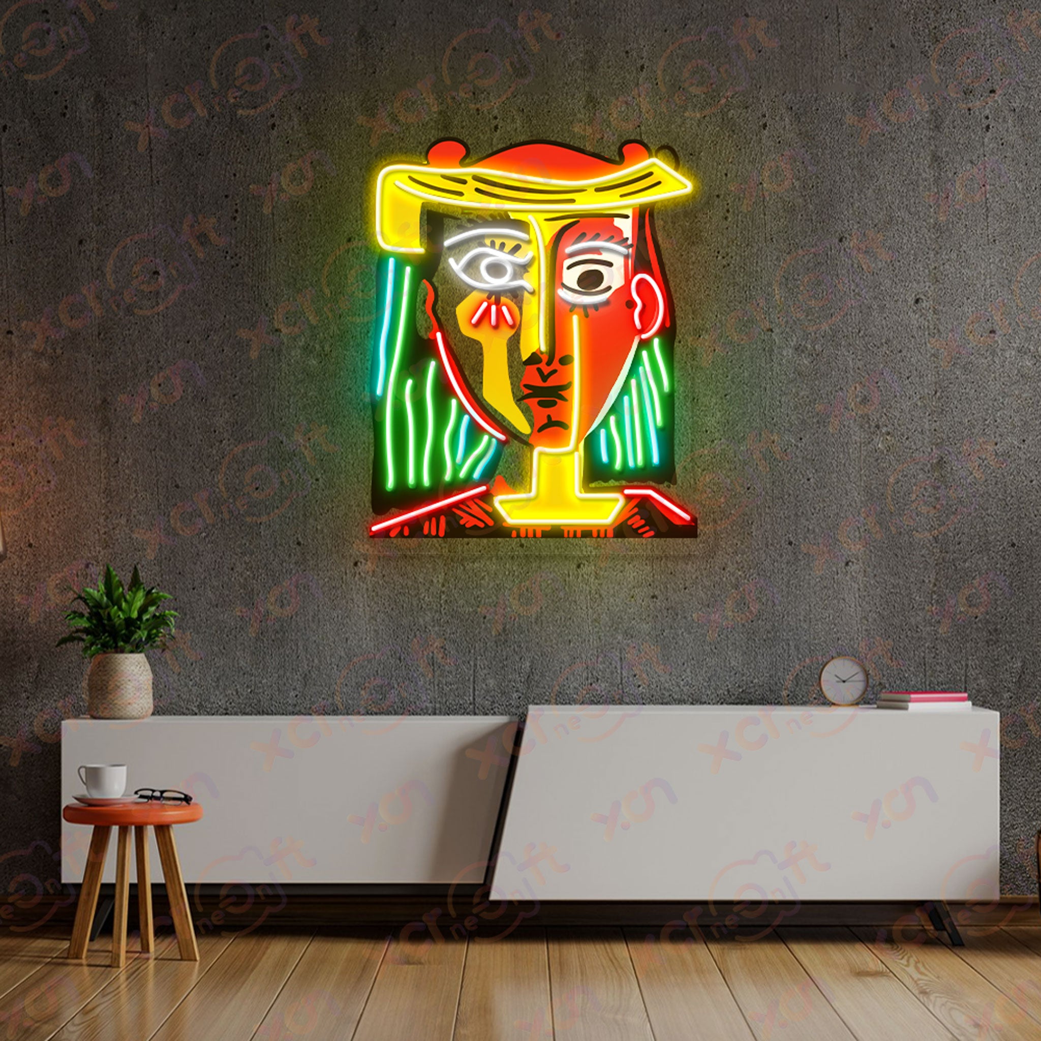 Radiant Abstract PortraitLED Neon Wall Art