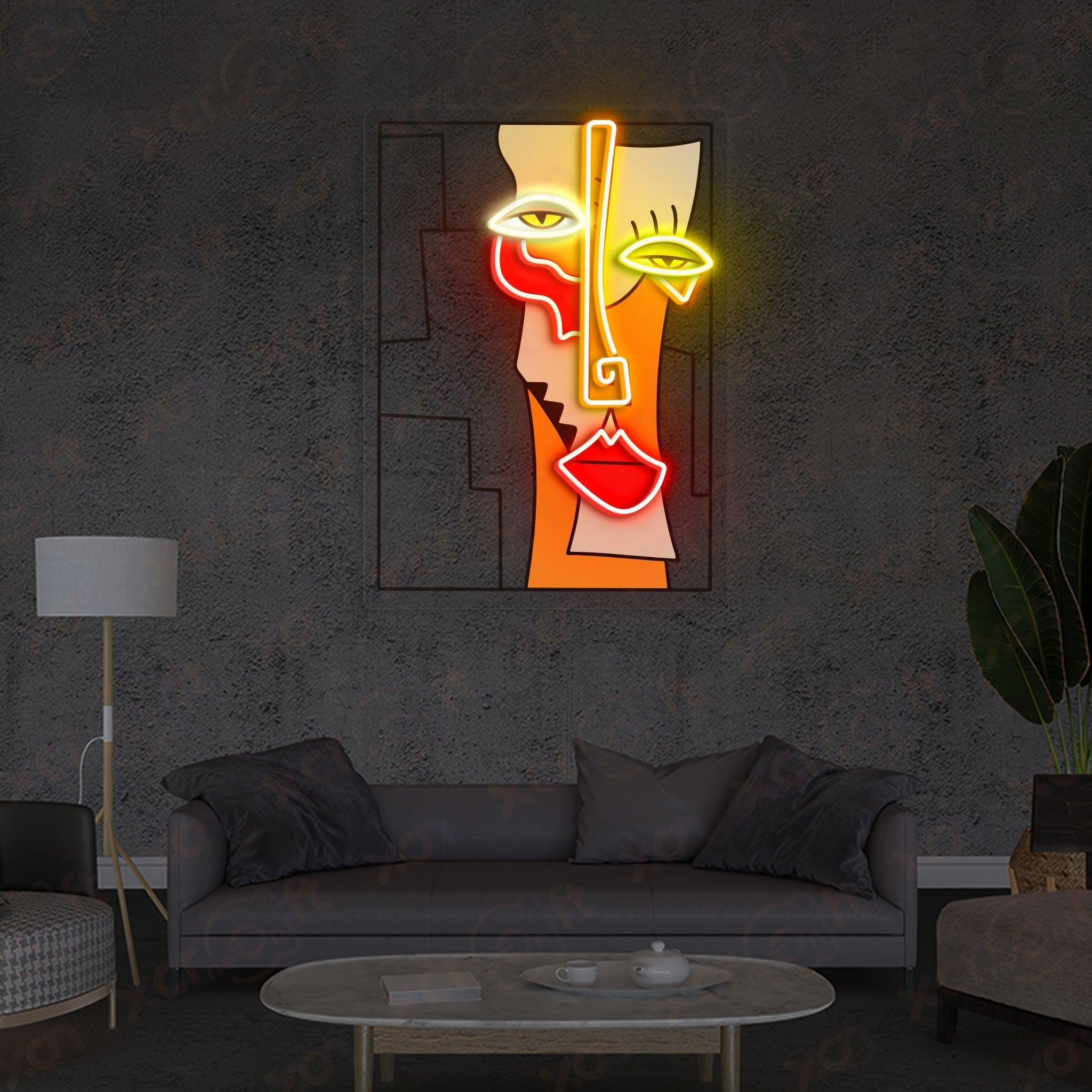 Cubist Abstract Face LED Neon Sign