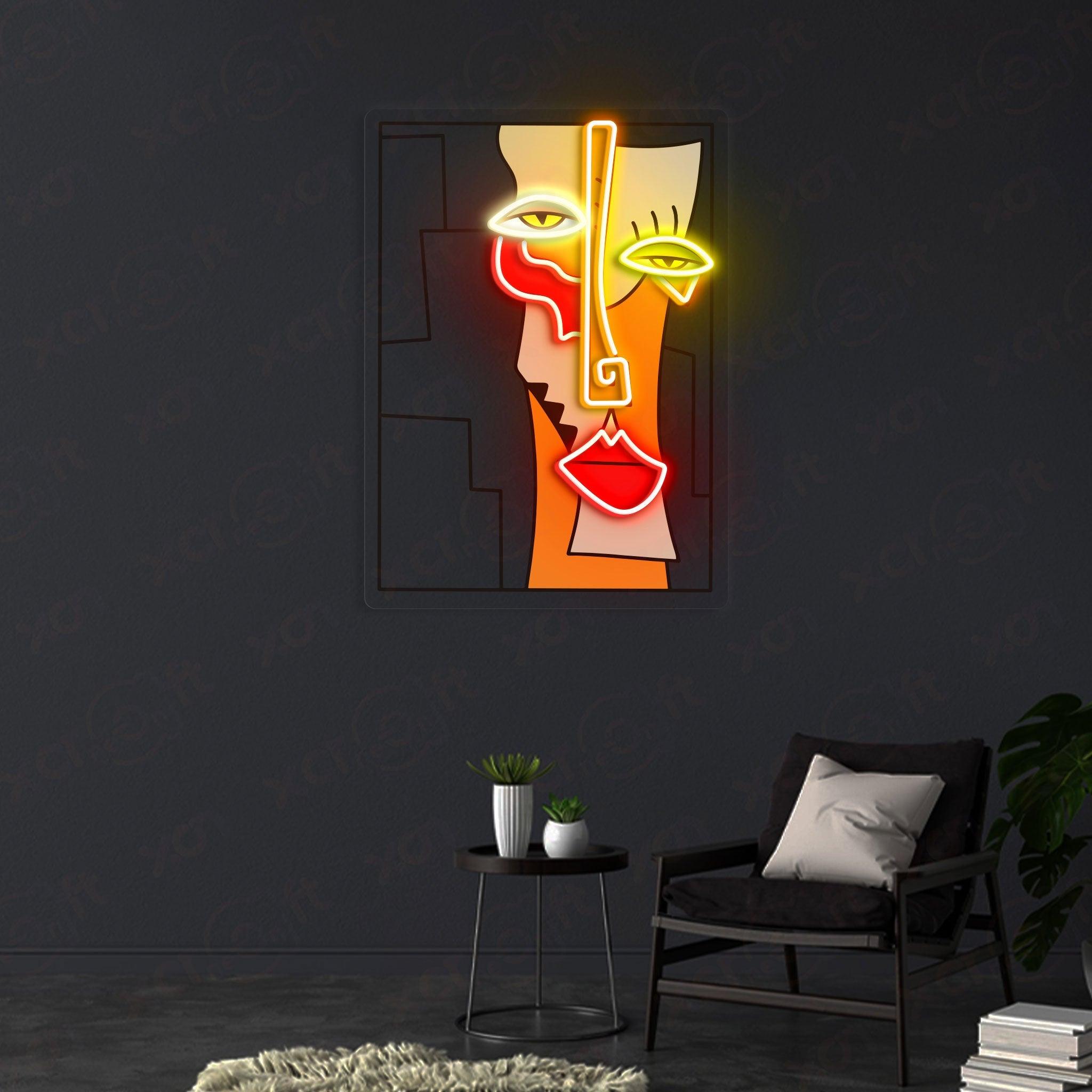 Cubist Abstract Face LED Neon Sign
