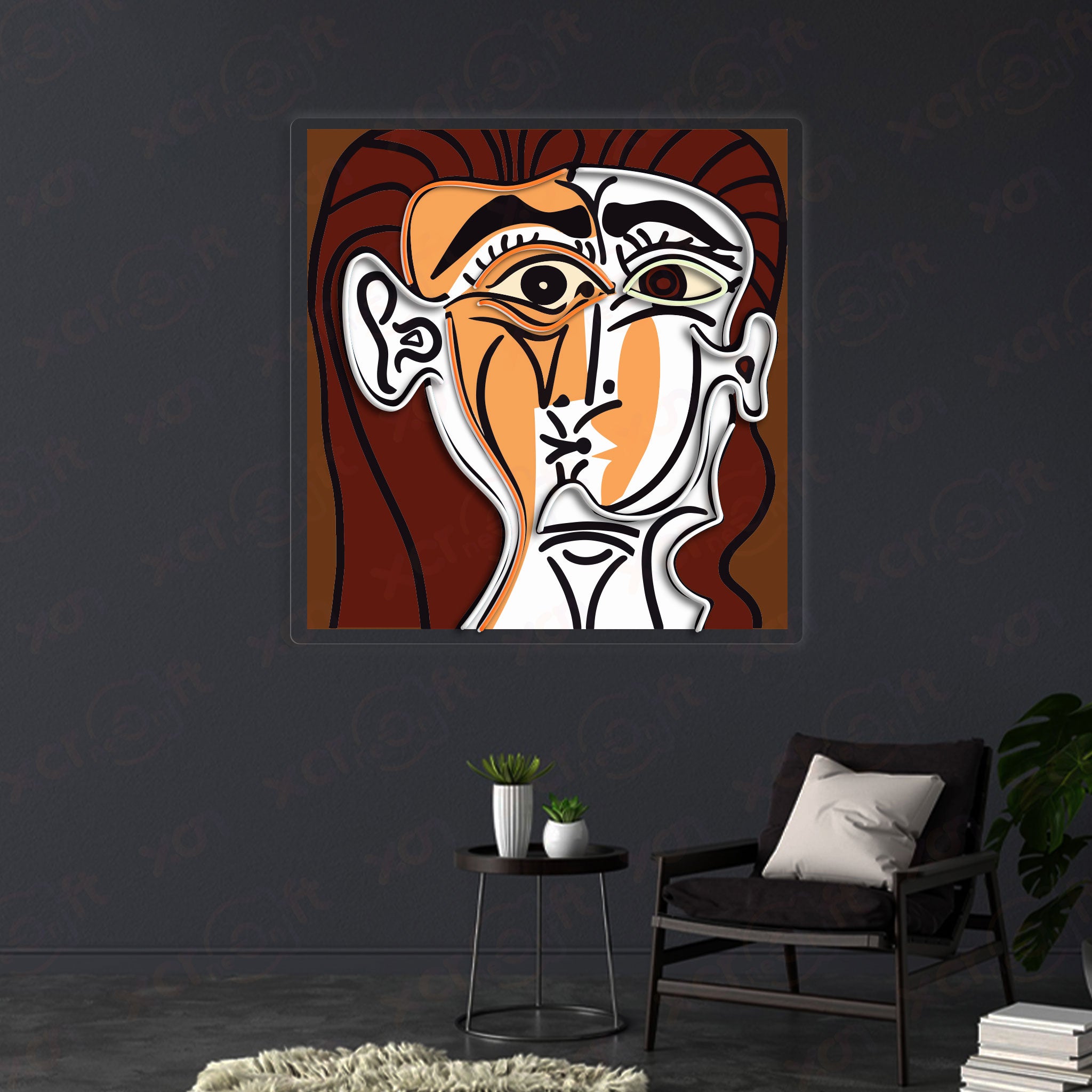 Cubist Woman Portrait LED Neon Light