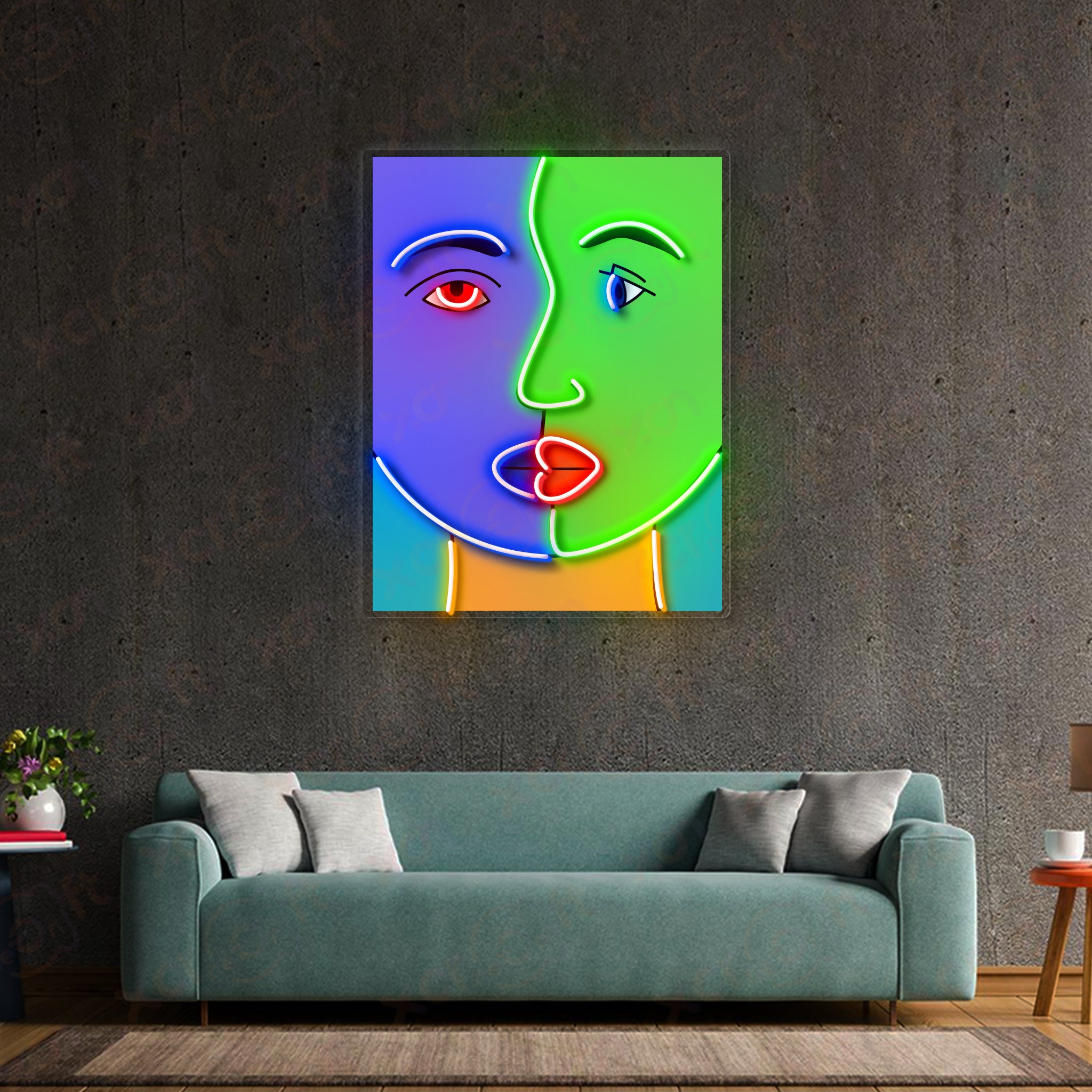 Facing Girl LED Neon Light Decor