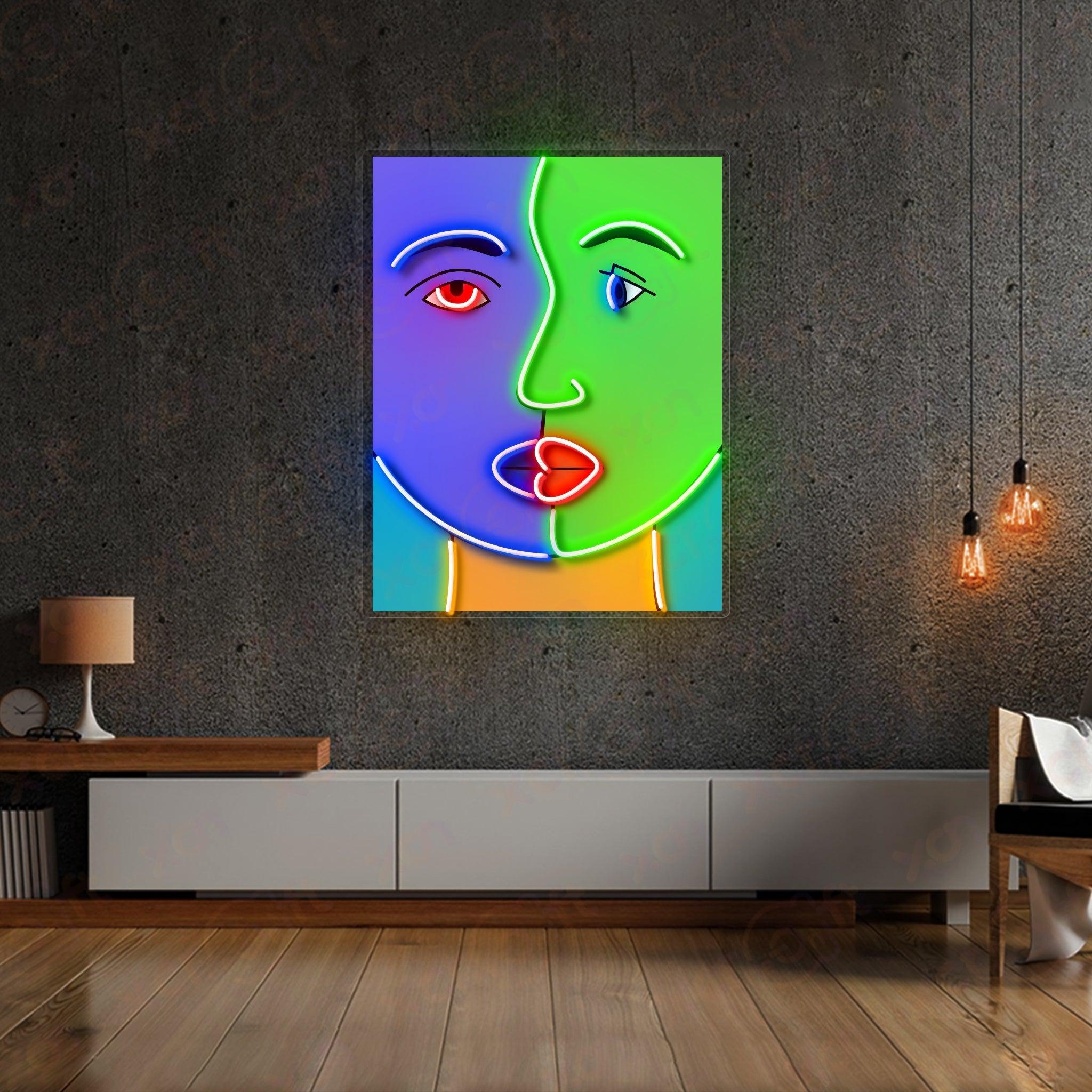 Facing Girl LED Neon Light Decor