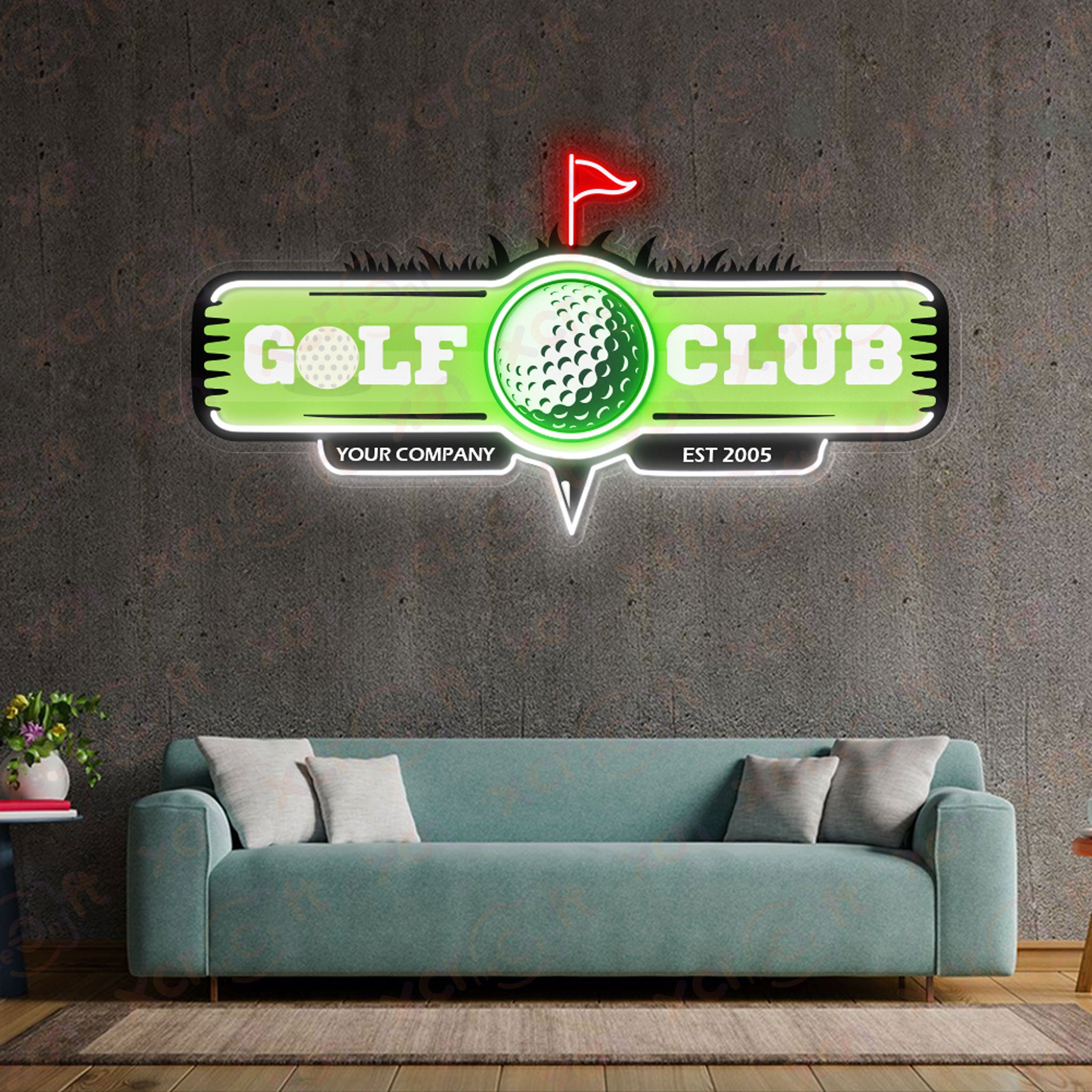 Golf Club Logo Decoration UV Printed Neon Signs