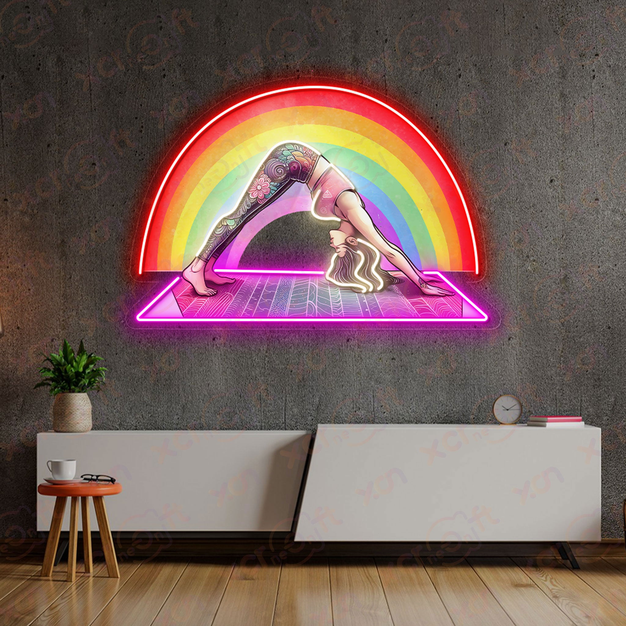 Yoga Girl and Rainbow Durable Neon Light