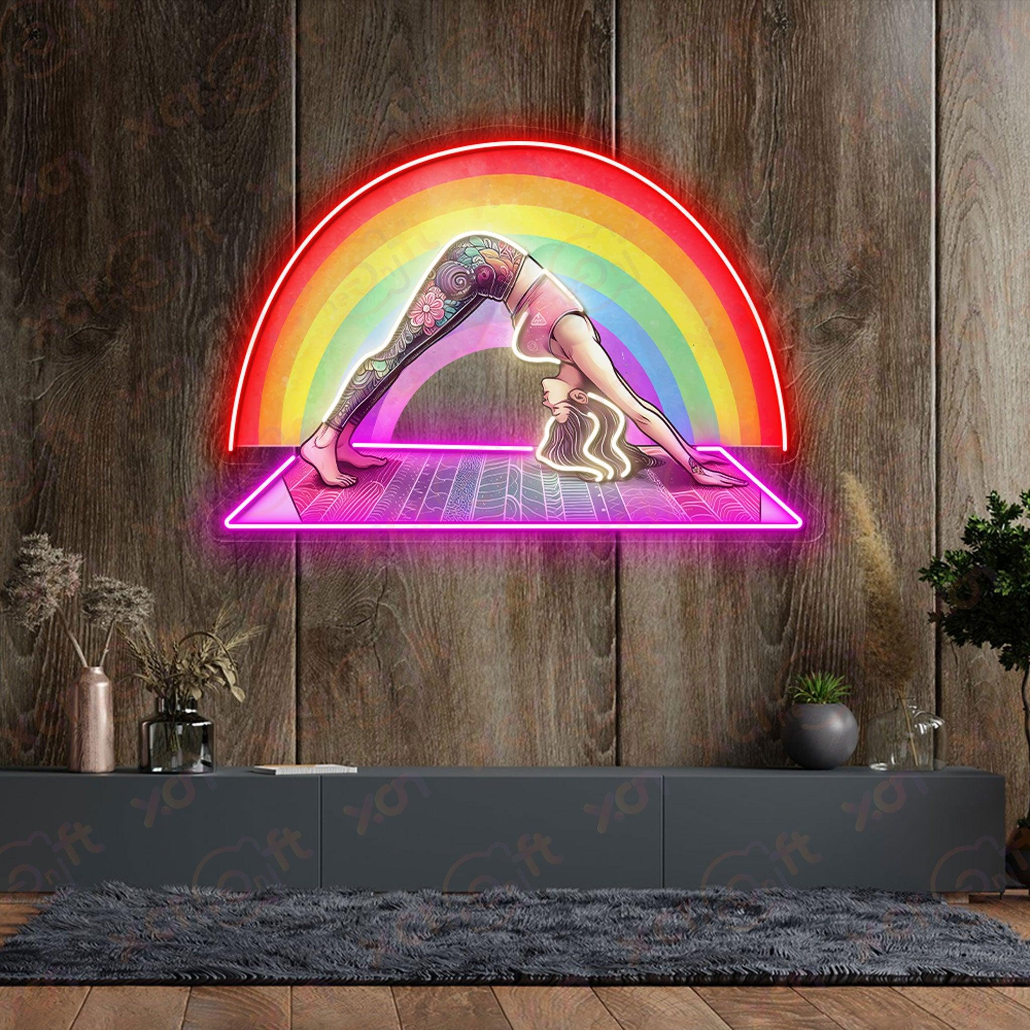 Yoga Girl and Rainbow Durable Neon Light