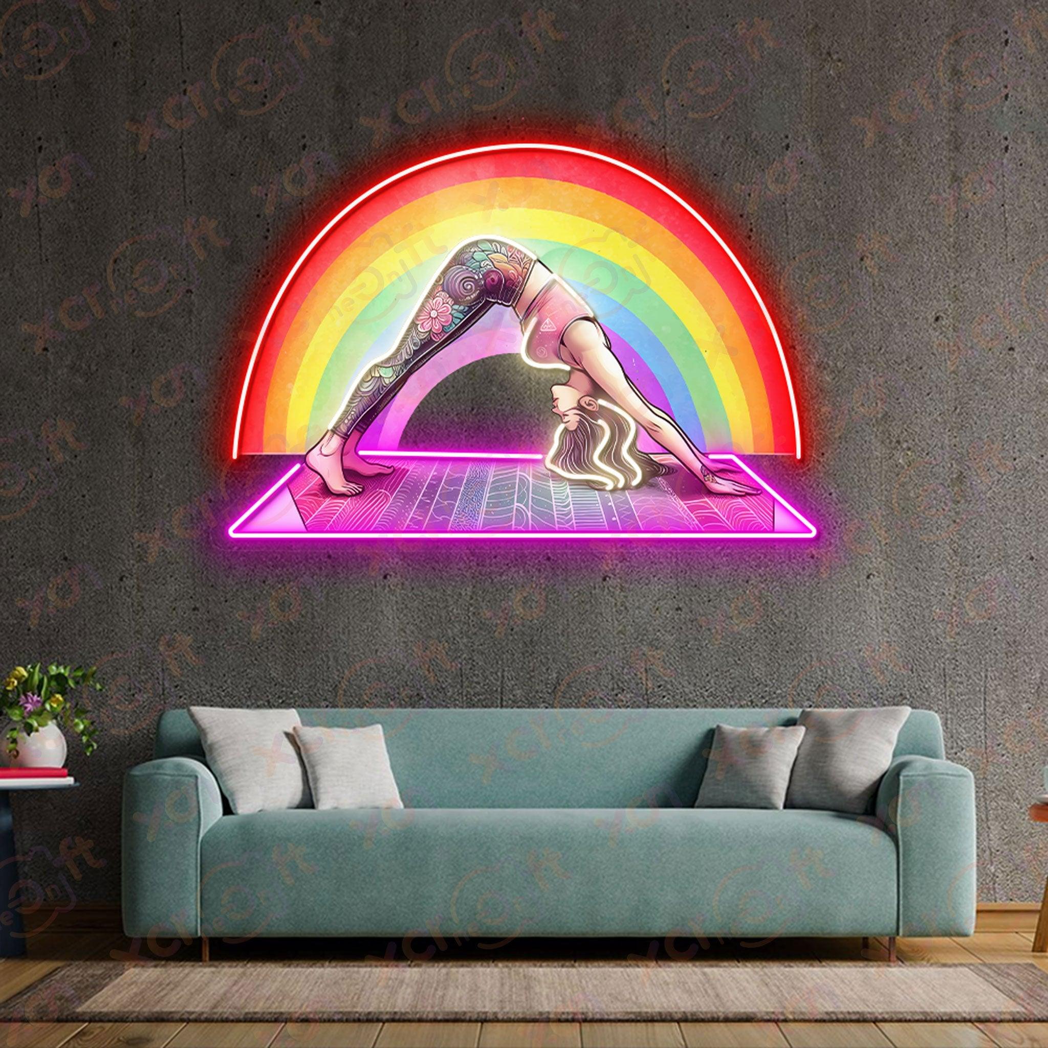 Yoga Girl and Rainbow Durable Neon Light