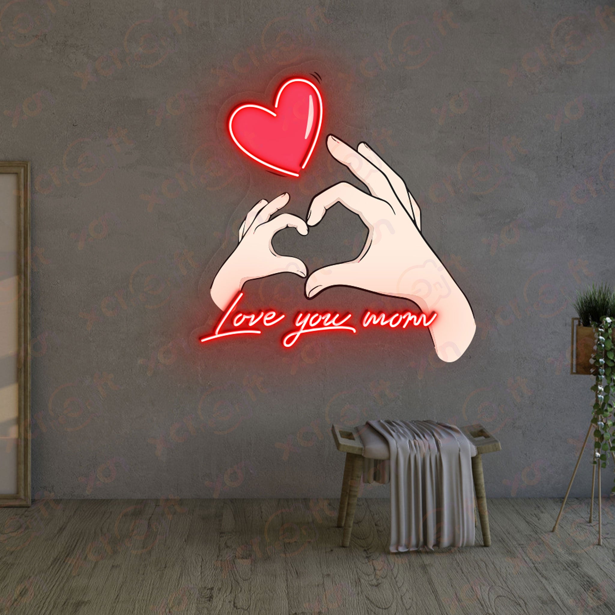 Love You Mom  UV Printed Neon Sign