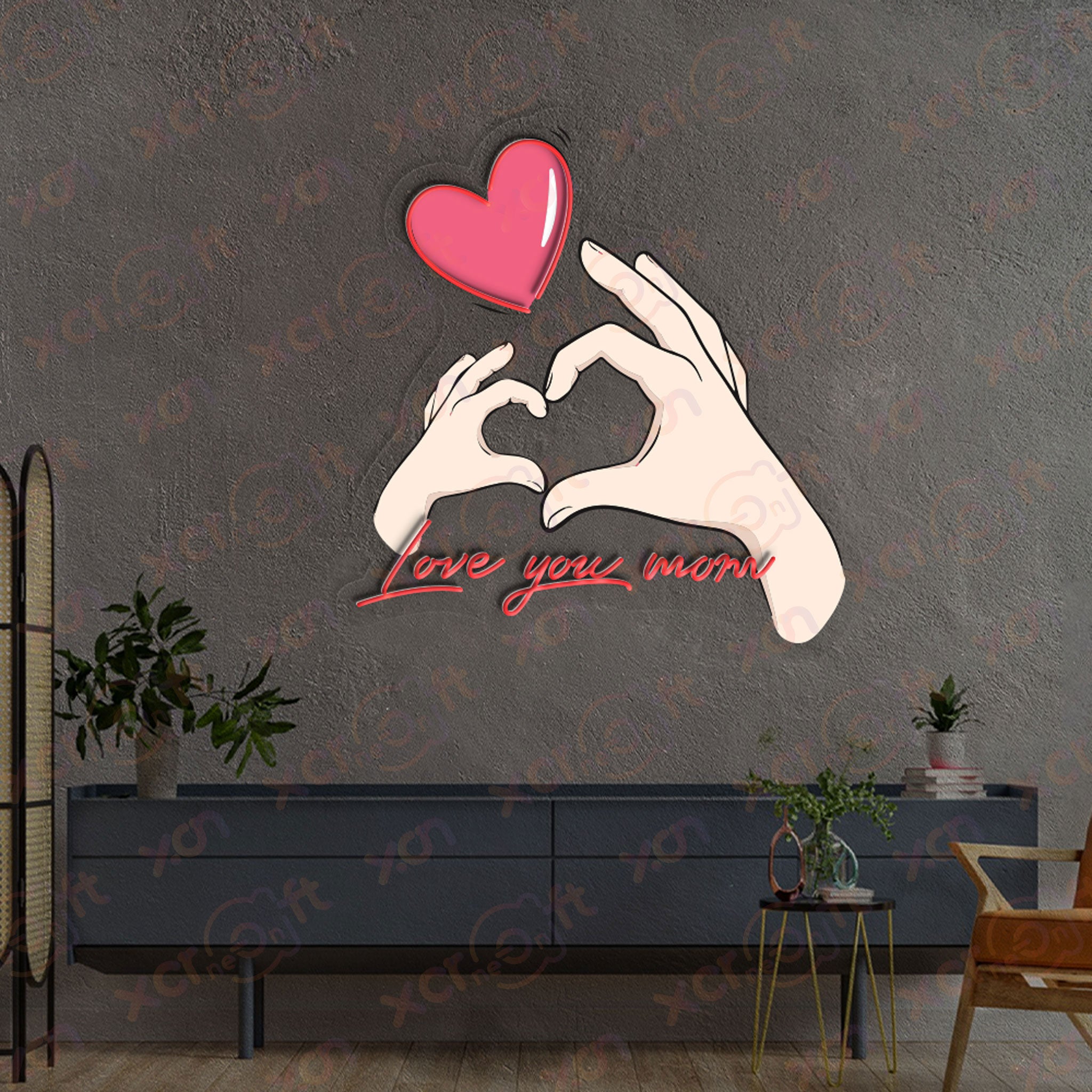 Love You Mom  UV Printed Neon Sign