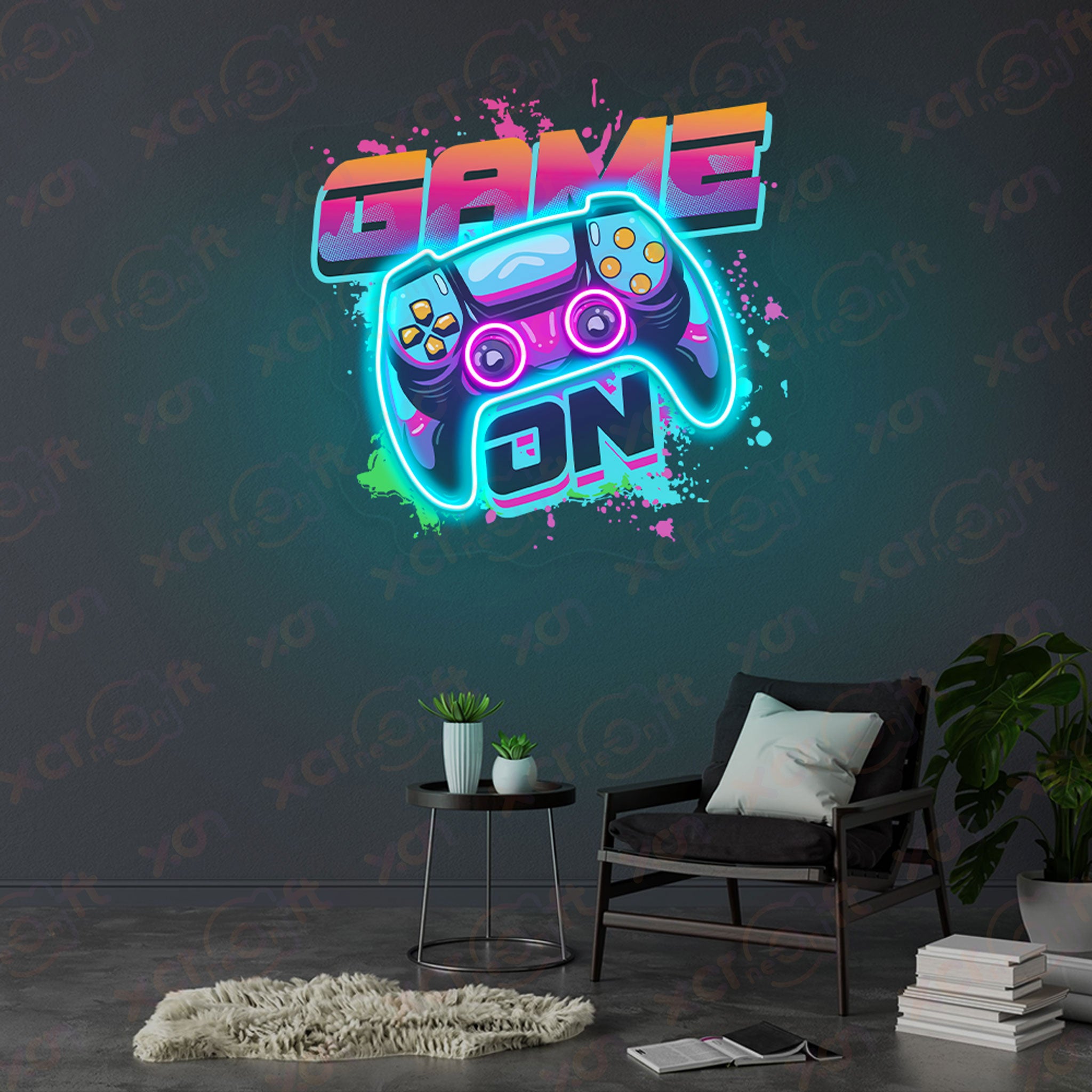 Vibrant Game On UV Custom Neon Sign Gaming Decor