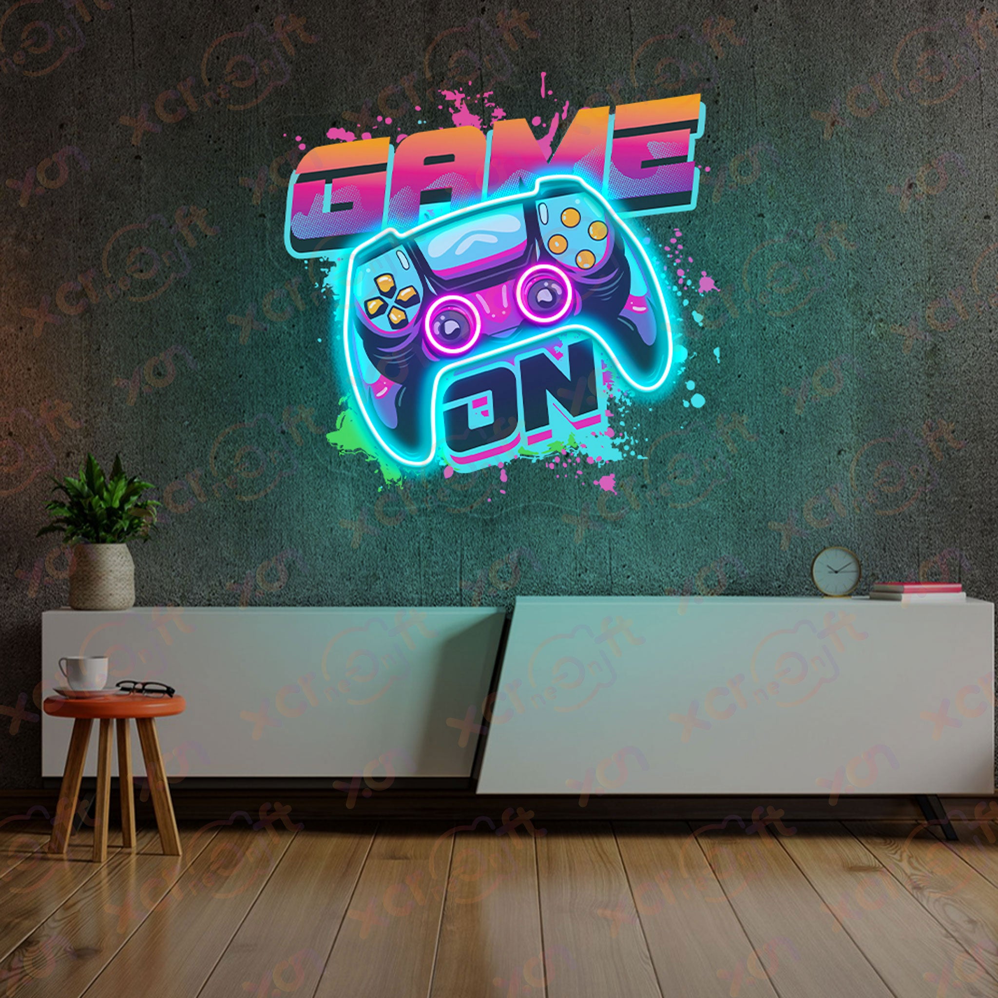 Vibrant Game On UV Custom Neon Sign Gaming Decor