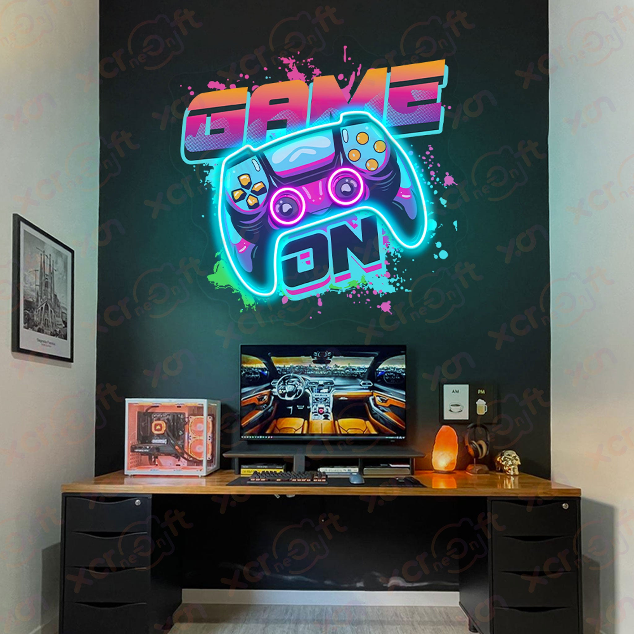 Vibrant Game On UV Custom Neon Sign Gaming Decor