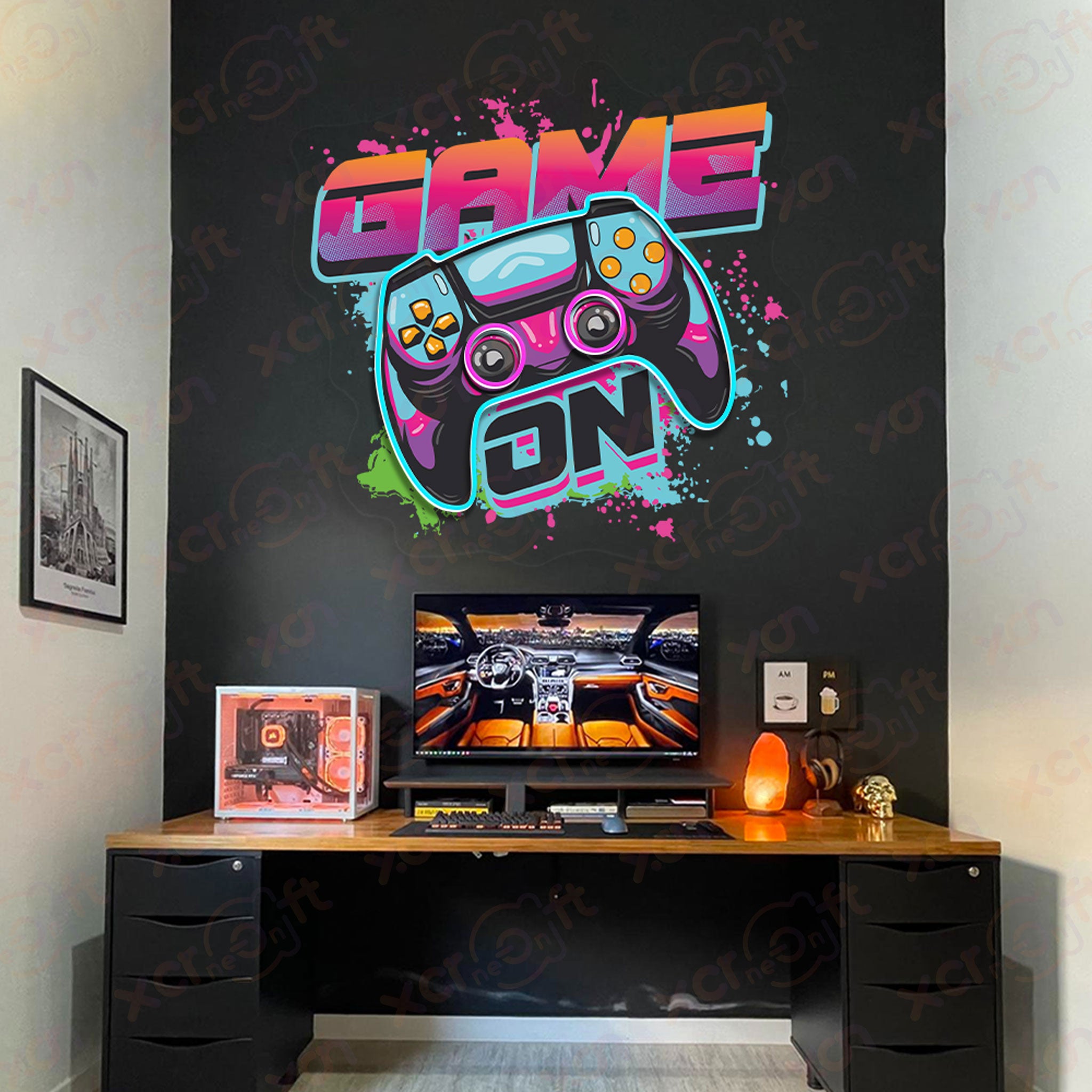 Vibrant Game On UV Custom Neon Sign Gaming Decor