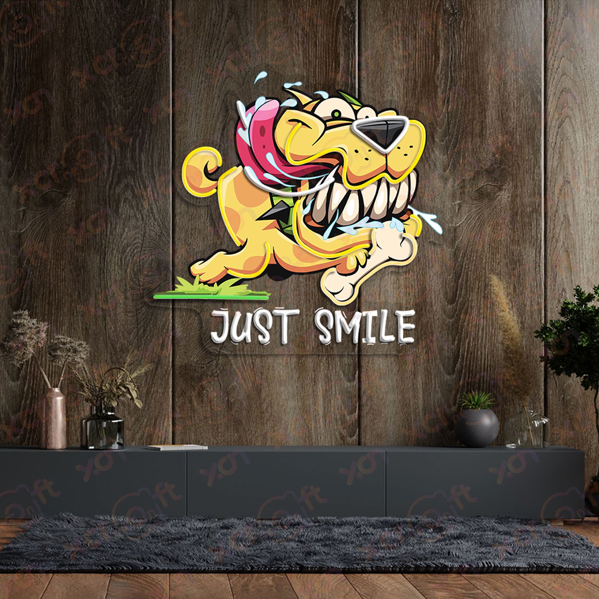 Just Smile Dog UV Printed Neon Sign