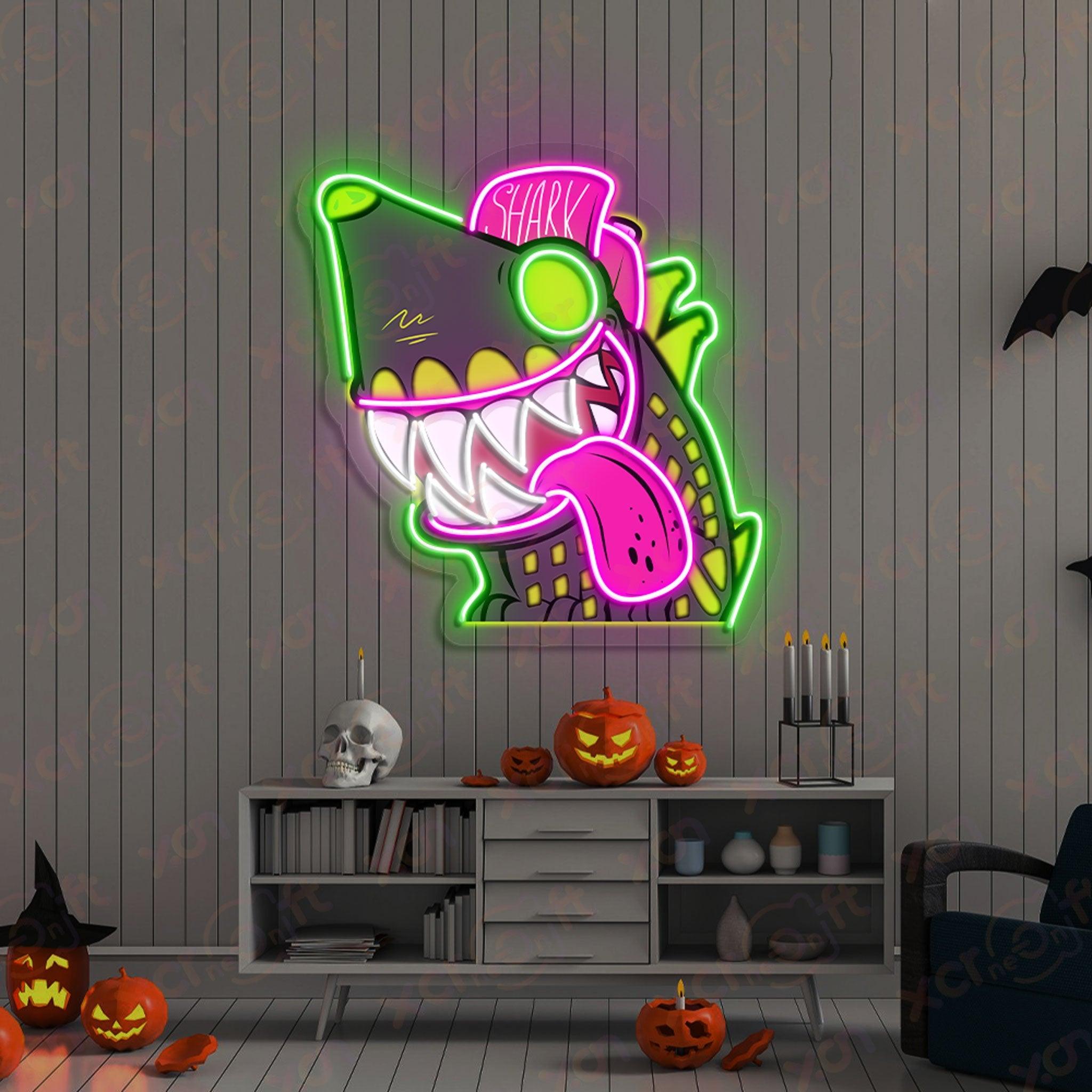 Shark Halloween UV Printed Neon Sign