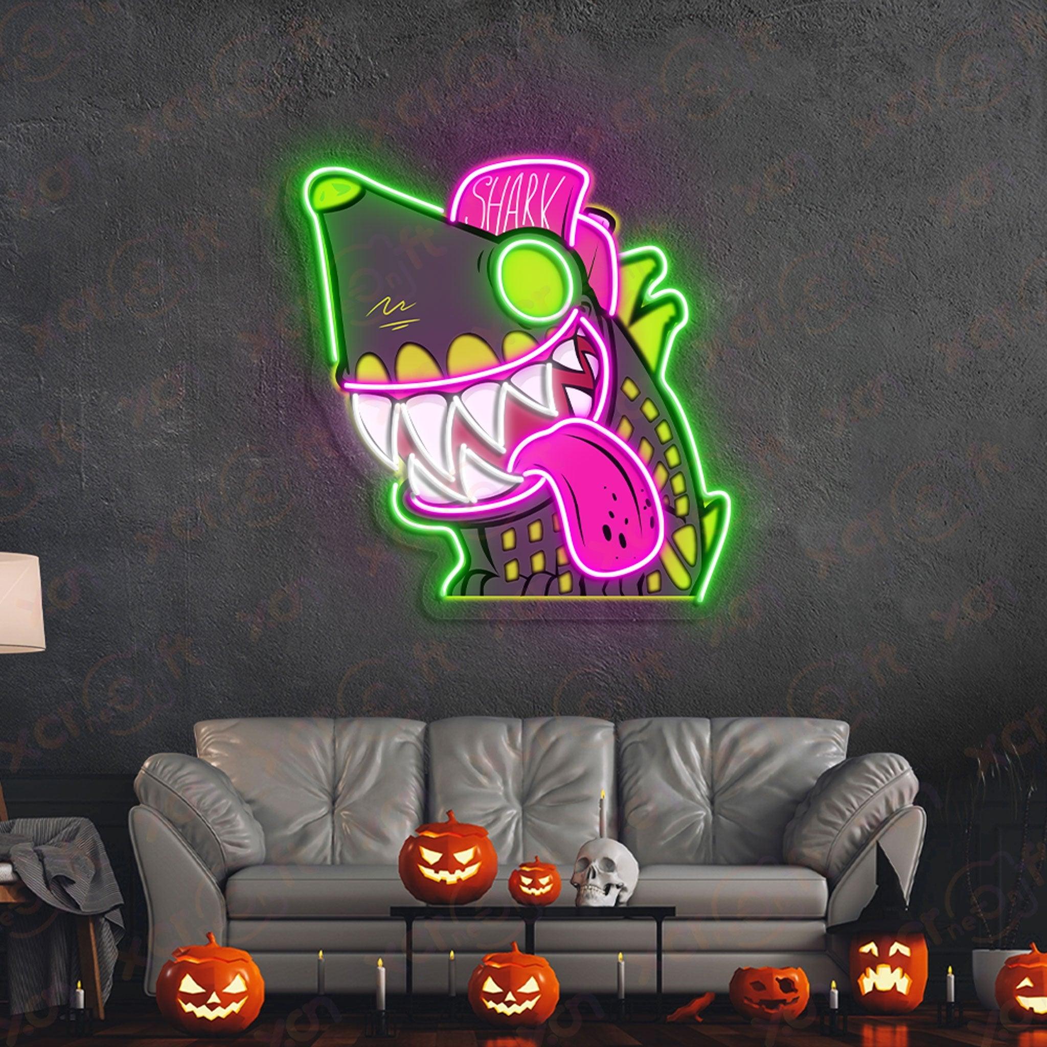 Shark Halloween UV Printed Neon Sign