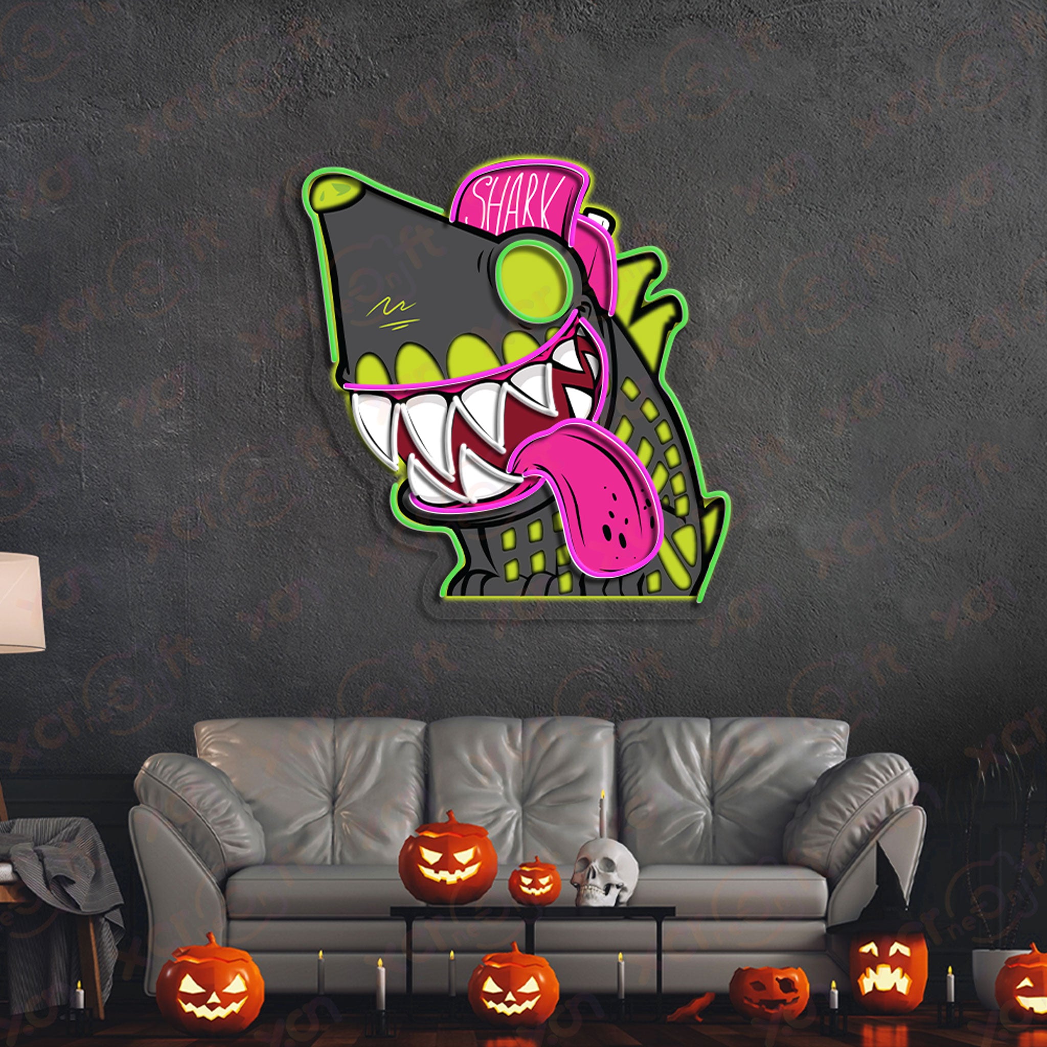 Shark Halloween UV Printed Neon Sign