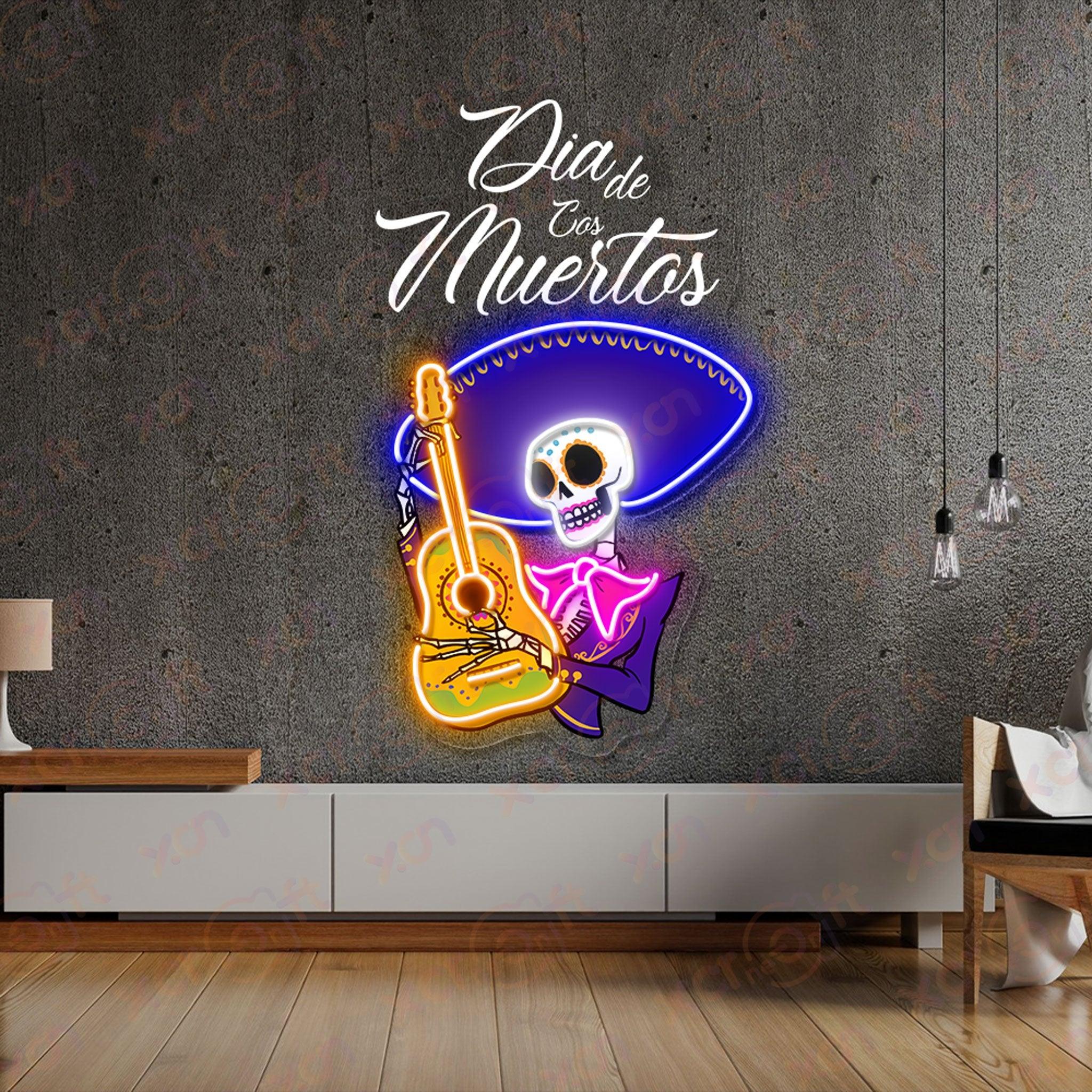 Dia De Los Muertos Skulls UV Printed Neon Sign