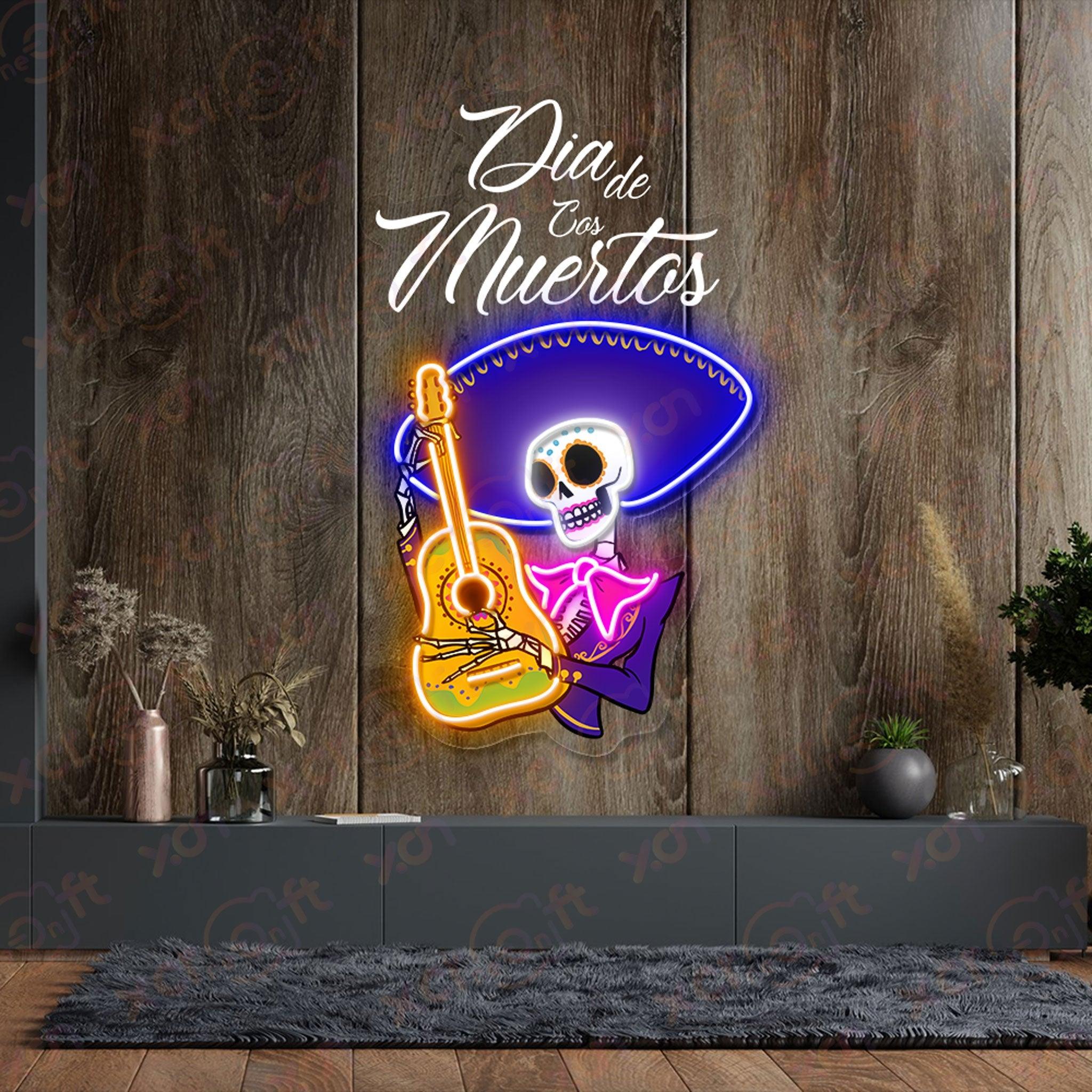 Dia De Los Muertos Skulls UV Printed Neon Sign