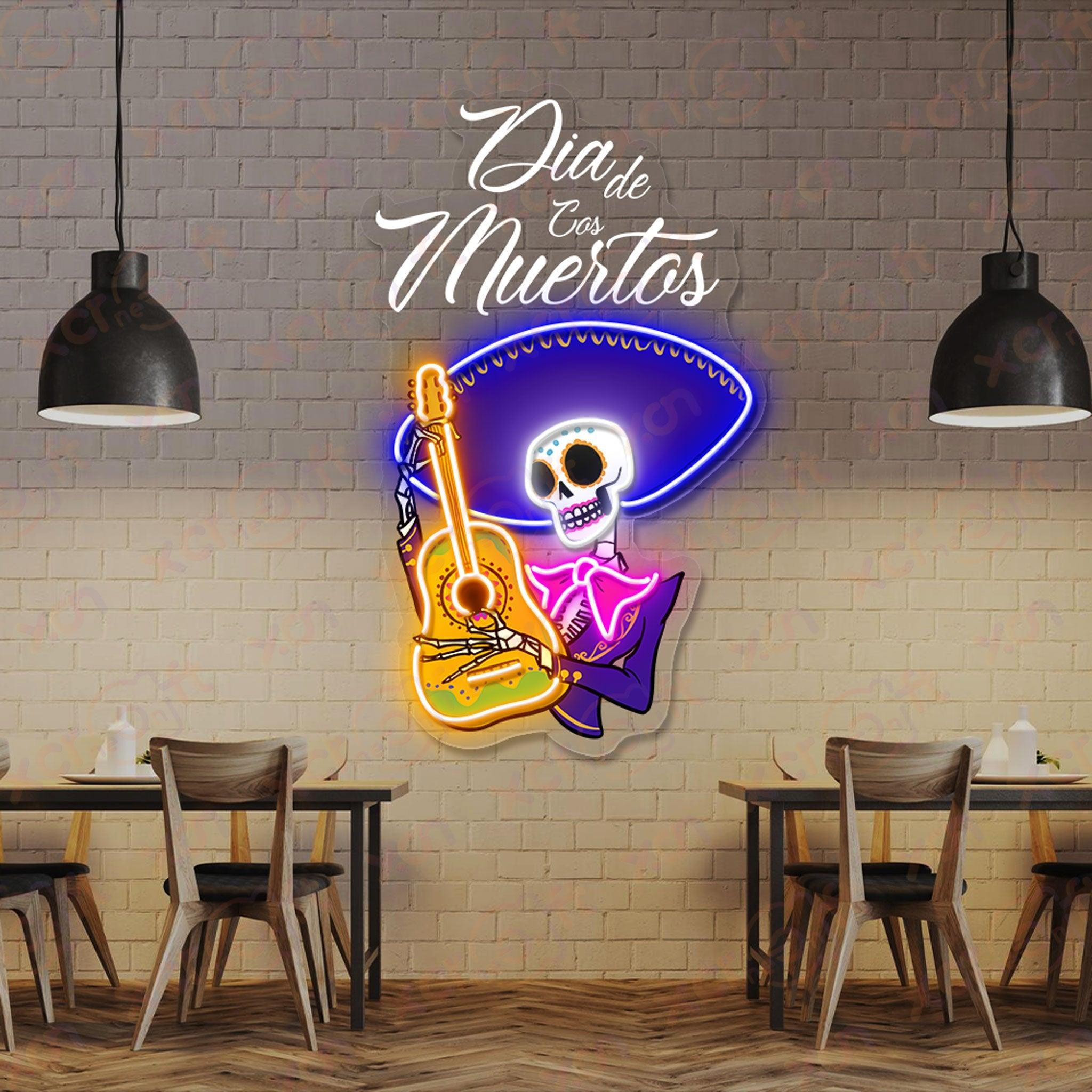 Dia De Los Muertos Skulls UV Printed Neon Sign