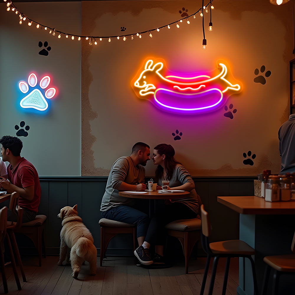 Hot Dog Neon Sign Dachshund Dog