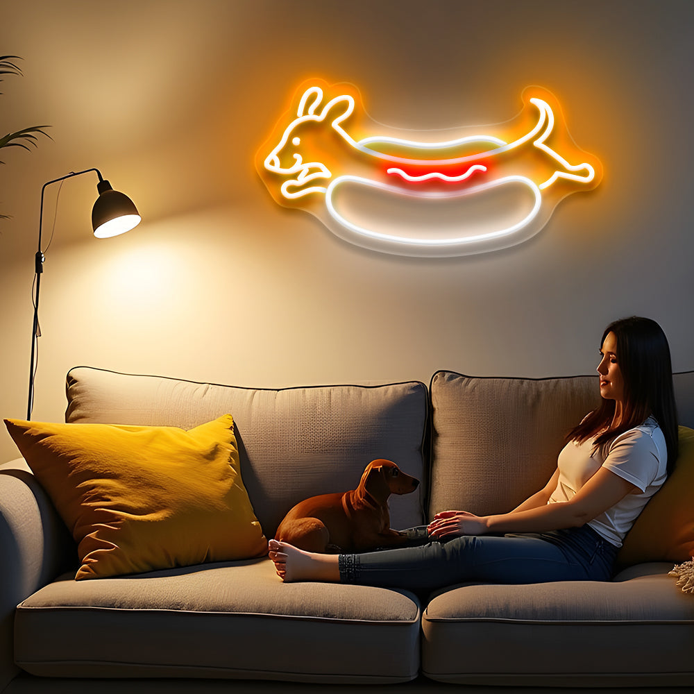 Hot Dog Neon Sign Dachshund Dog