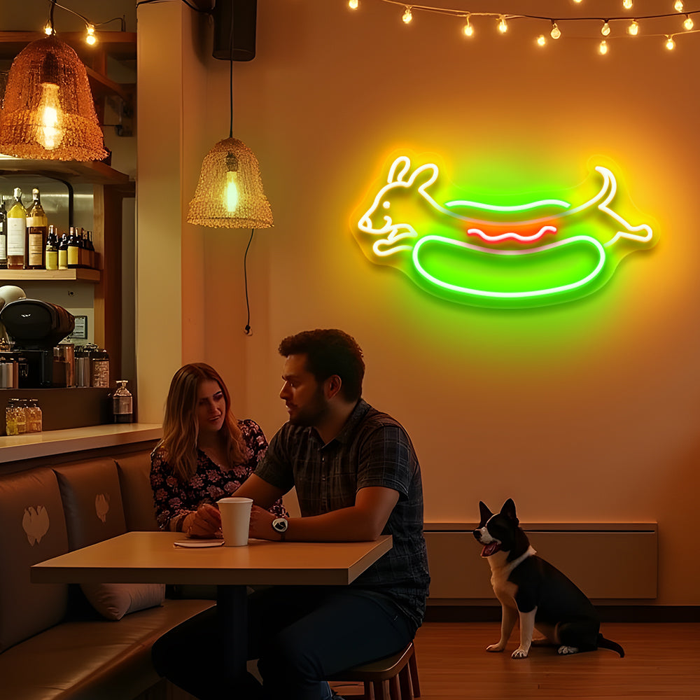 Hot Dog Neon Sign Dachshund Dog