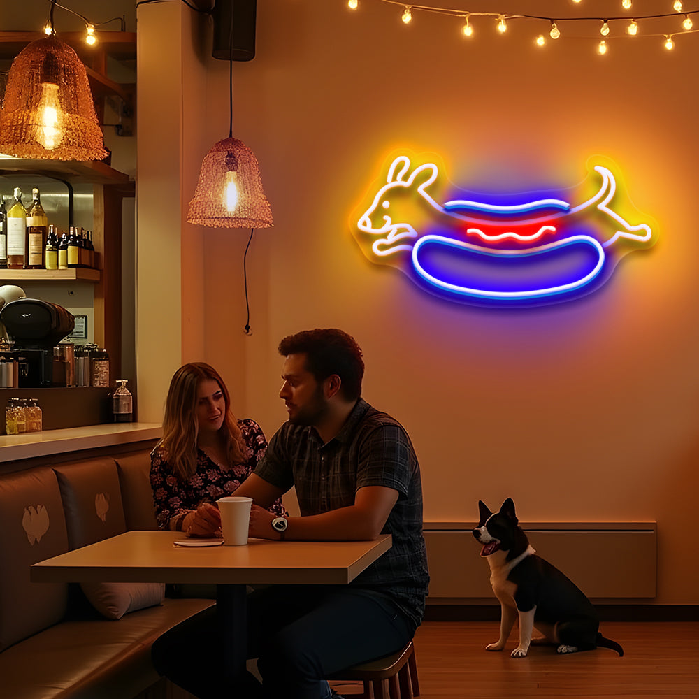 Hot Dog Neon Sign Dachshund Dog