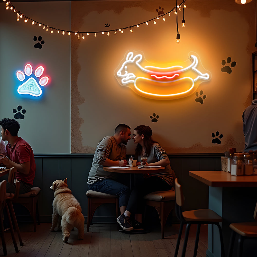 Hot Dog Neon Sign Dachshund Dog